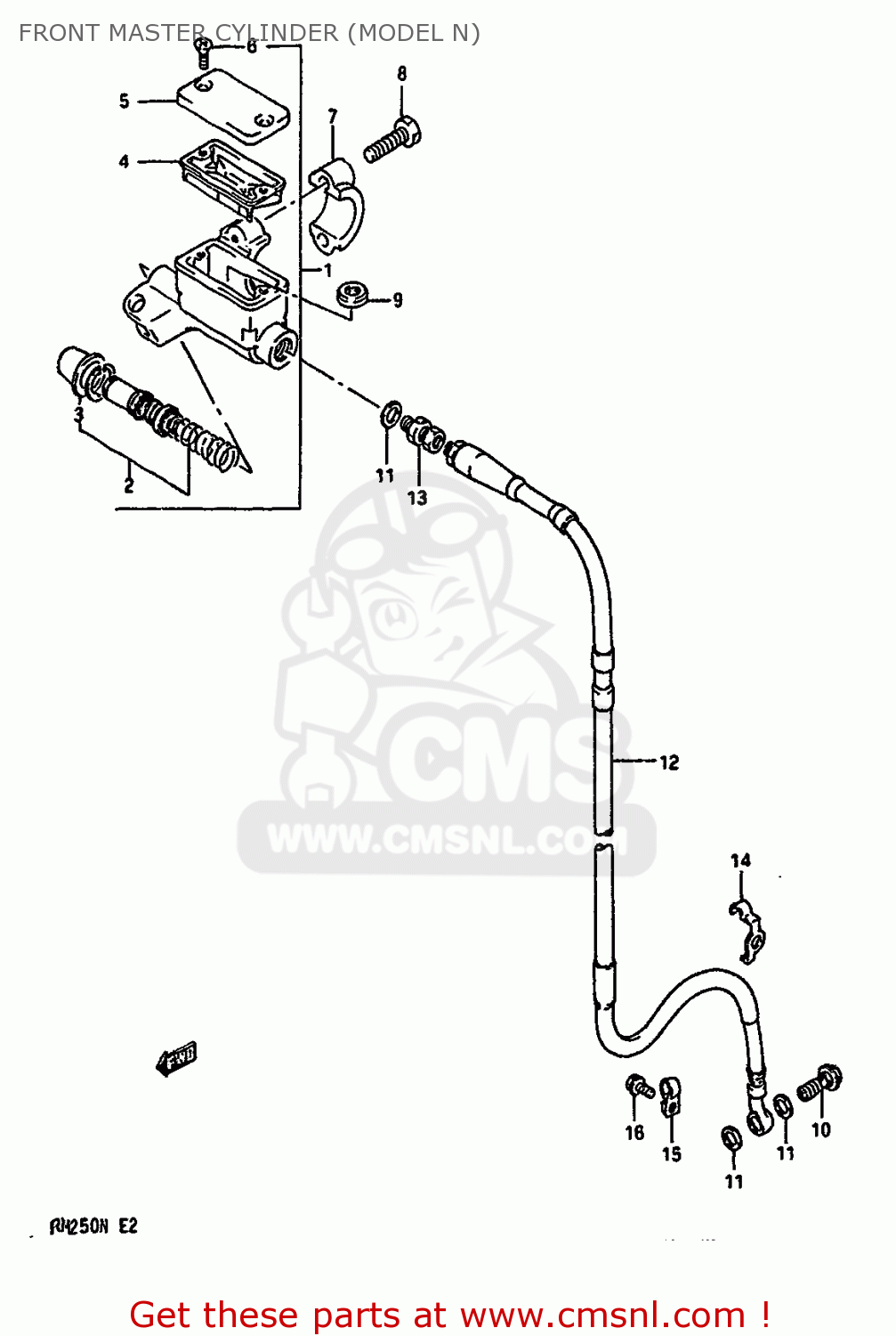 FRONT MASTER CYLINDER (MODEL N) RM250 1992 (N) UNITED KINGDOM FRANCE AUSTRALIA (E02 E04 E24)