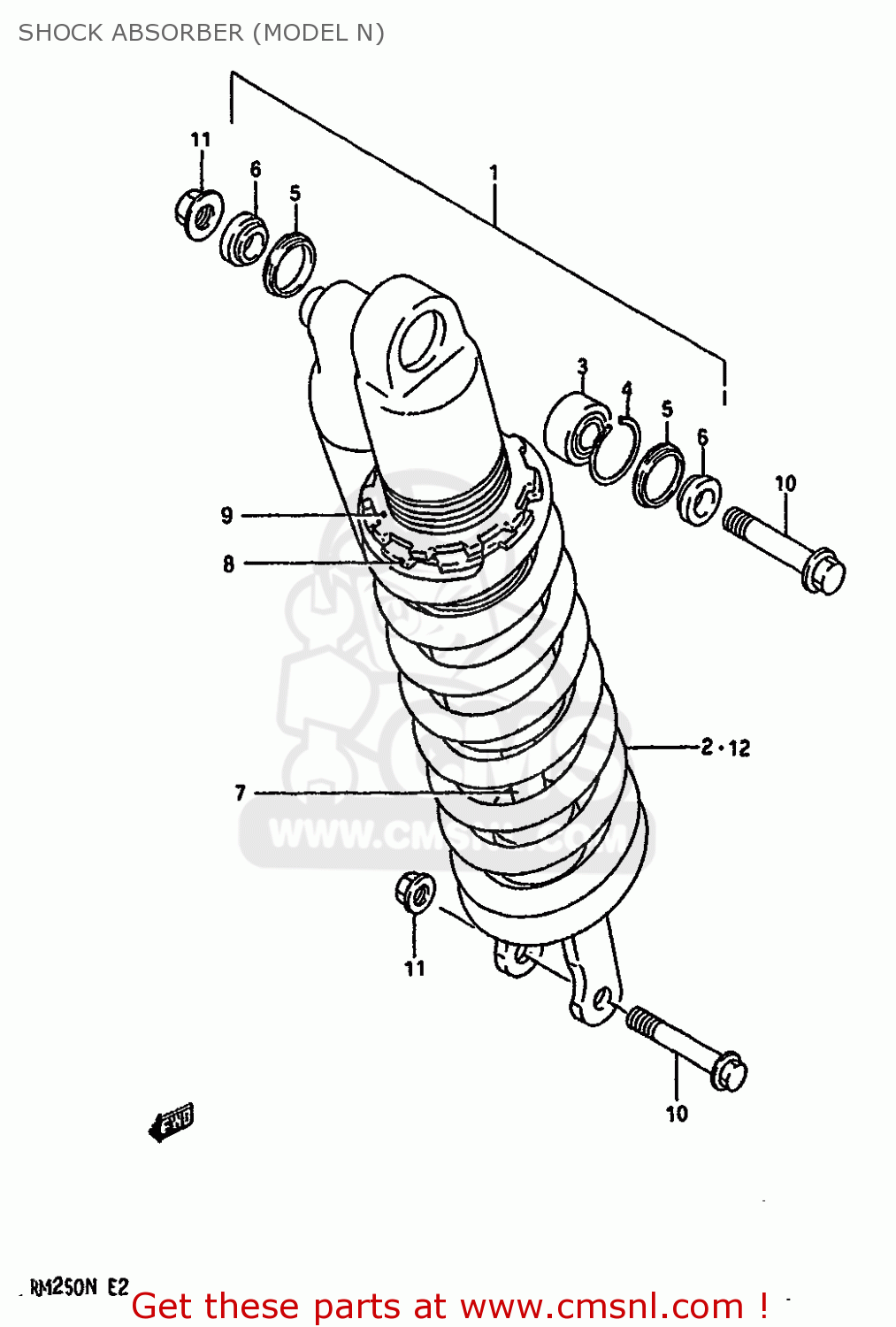 SHOCK ABSORBER (MODEL N) RM250 1992 (N) UNITED KINGDOM FRANCE AUSTRALIA (E02 E04 E24)
