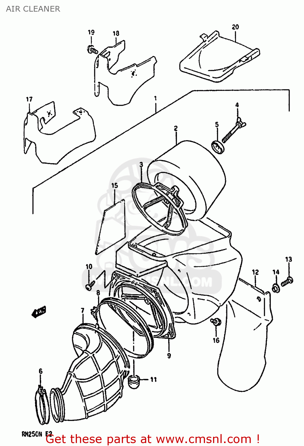 AIR CLEANER RM250 1992 (N) UNITED KINGDOM FRANCE AUSTRALIA (E02 E04 E24)