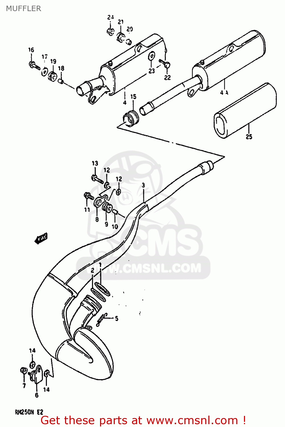 MUFFLER RM250 1992 (N) UNITED KINGDOM FRANCE AUSTRALIA (E02 E04 E24)