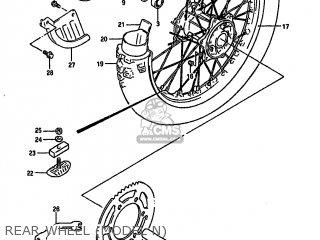 REAR WHEEL (MODEL N) - RM250 1992 (N) UNITED KINGDOM FRANCE AUSTRALIA (E02 E04 E24)