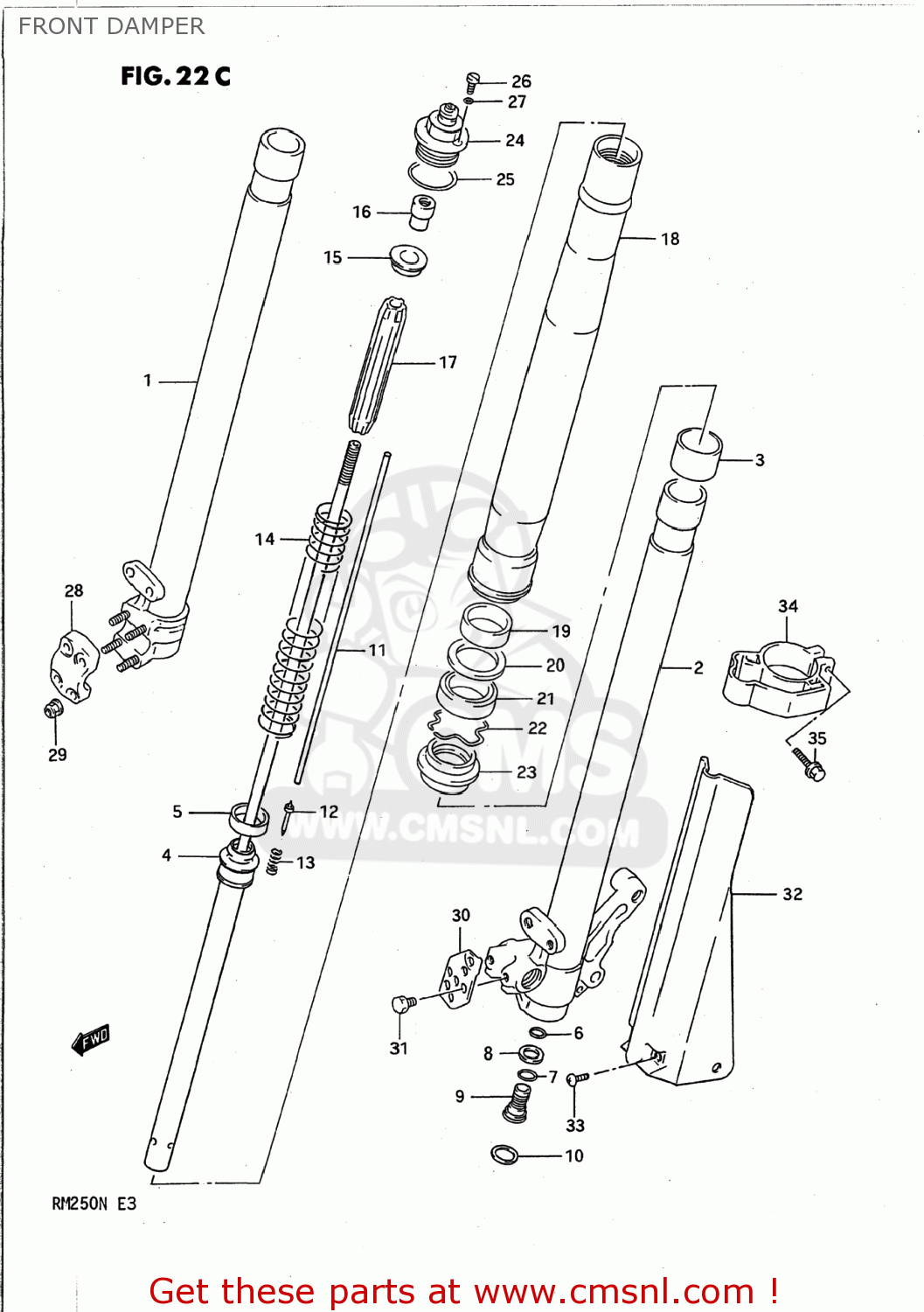FRONT DAMPER RM250 1992 (N) USA (E03)