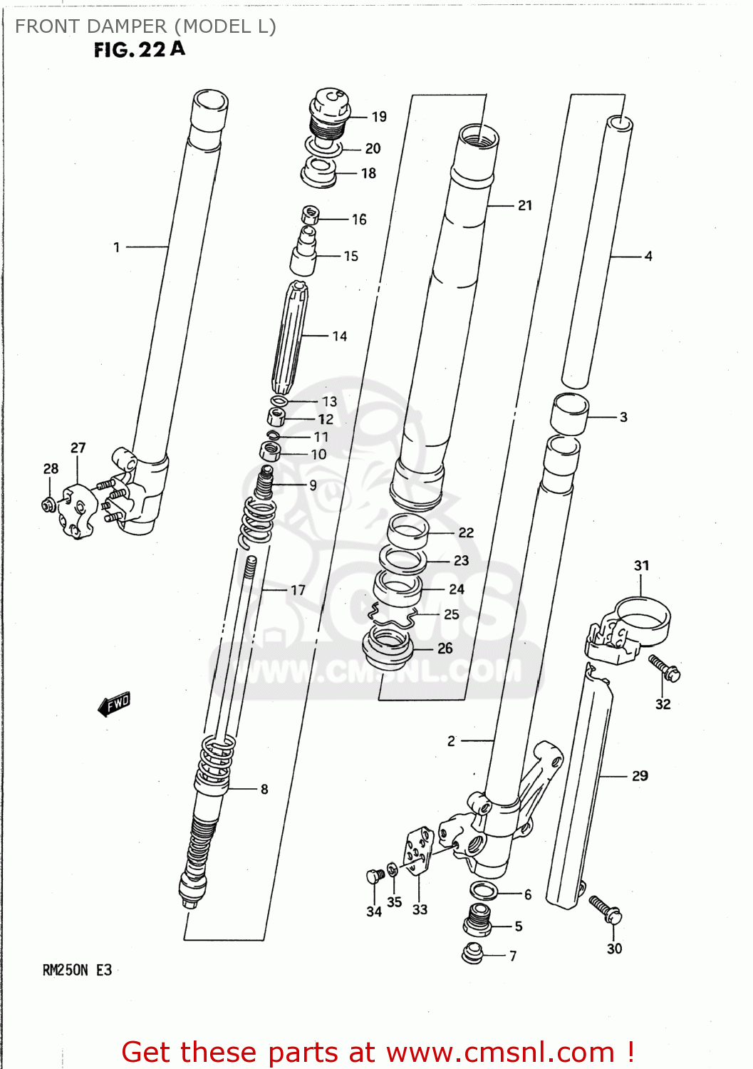 FRONT DAMPER (MODEL L) RM250 1992 (N) USA (E03)