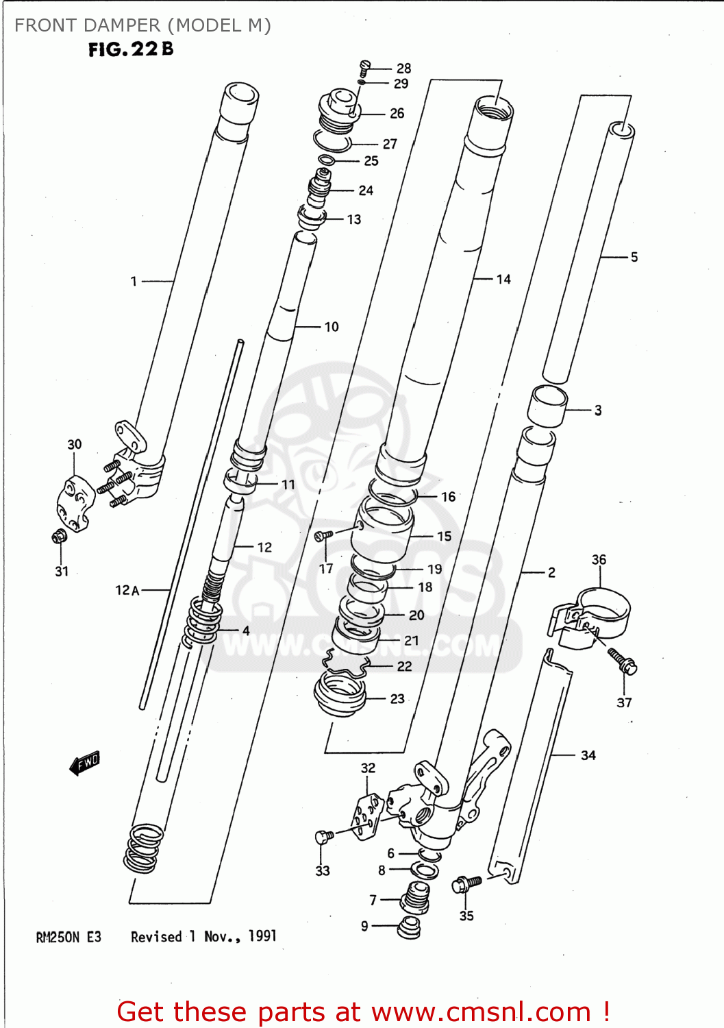 FRONT DAMPER (MODEL M) RM250 1992 (N) USA (E03)