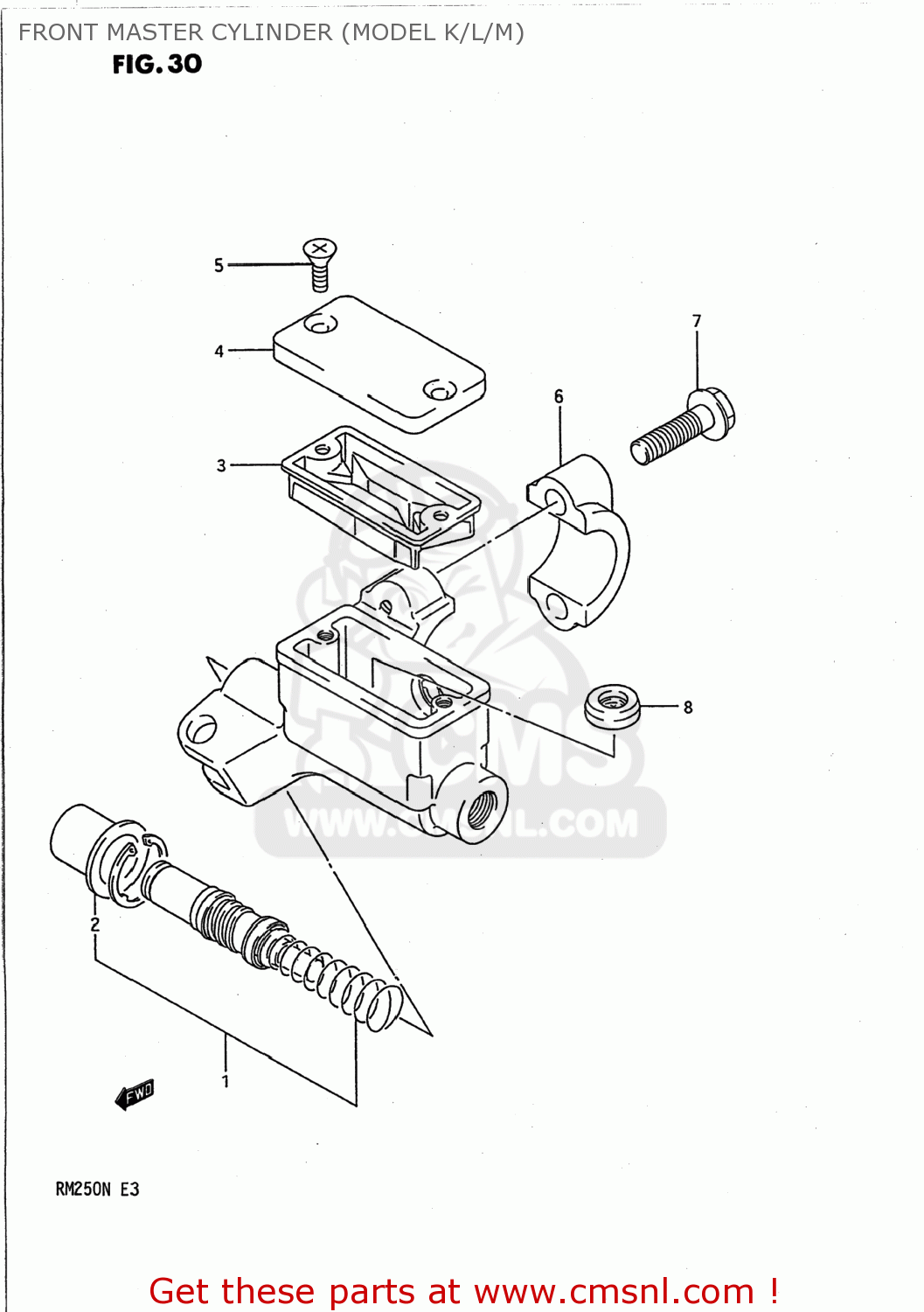 FRONT MASTER CYLINDER (MODEL K/L/M) RM250 1992 (N) USA (E03)