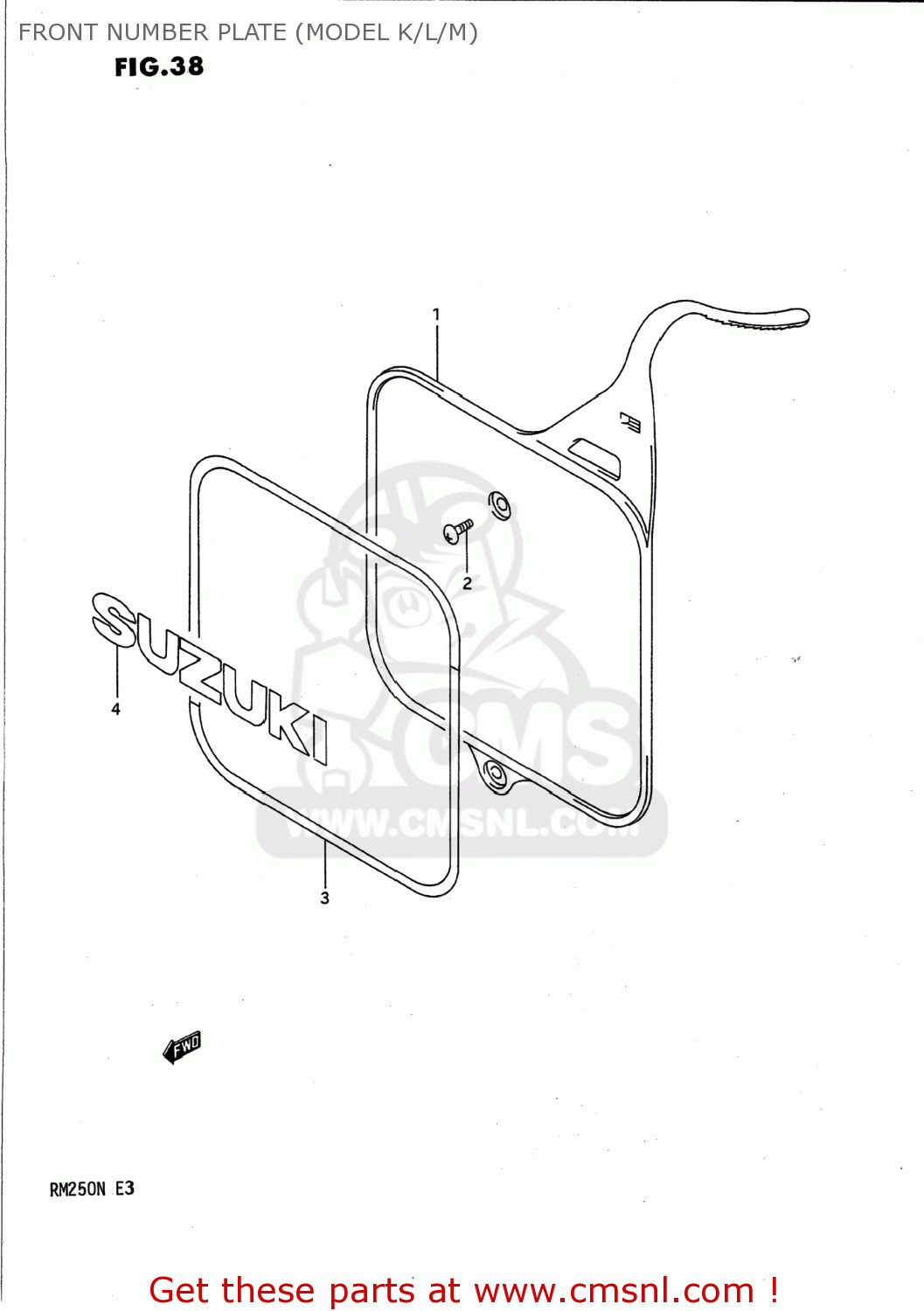 FRONT NUMBER PLATE (MODEL K/L/M) RM250 1992 (N) USA (E03)