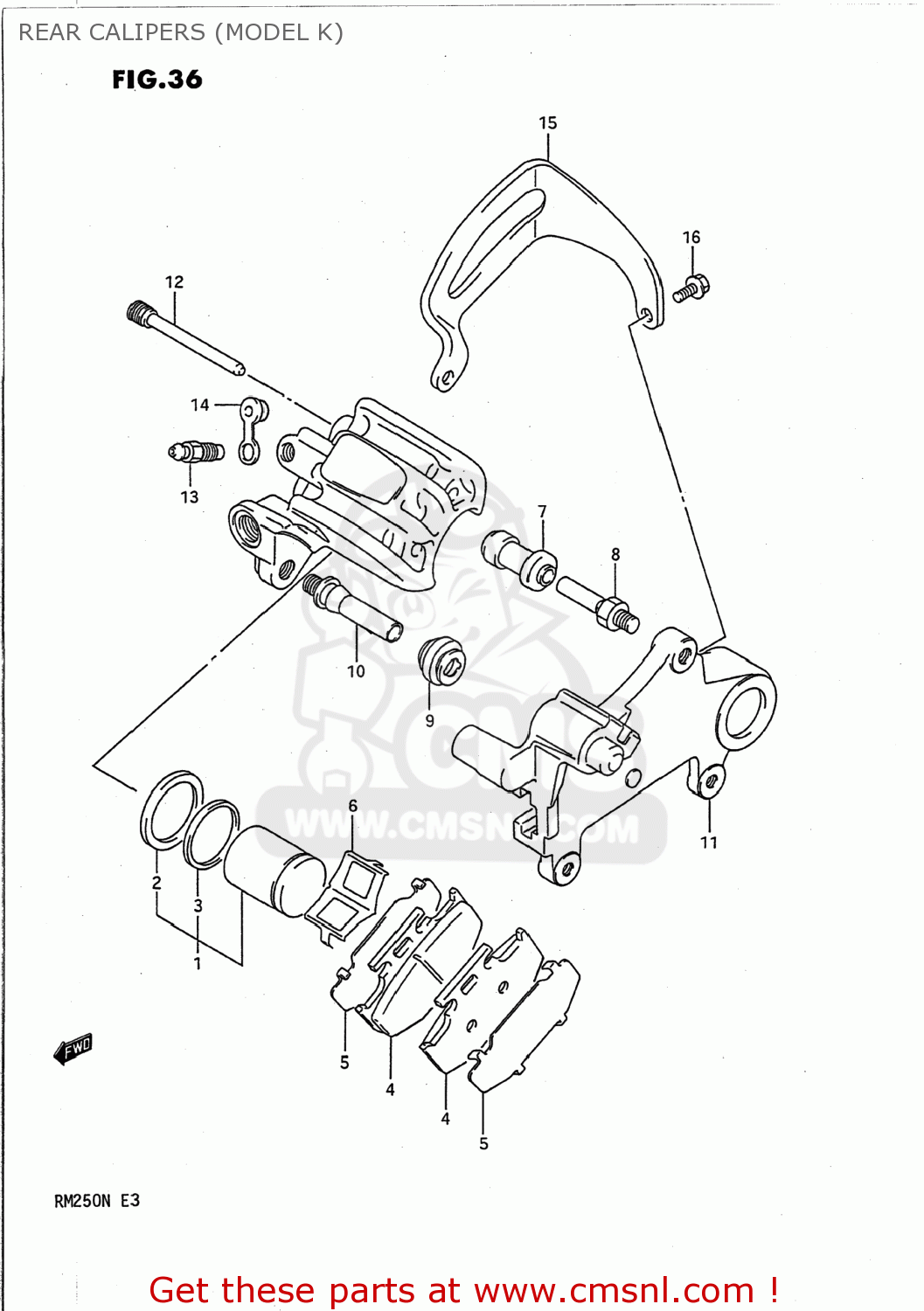 REAR CALIPERS (MODEL K) RM250 1992 (N) USA (E03)