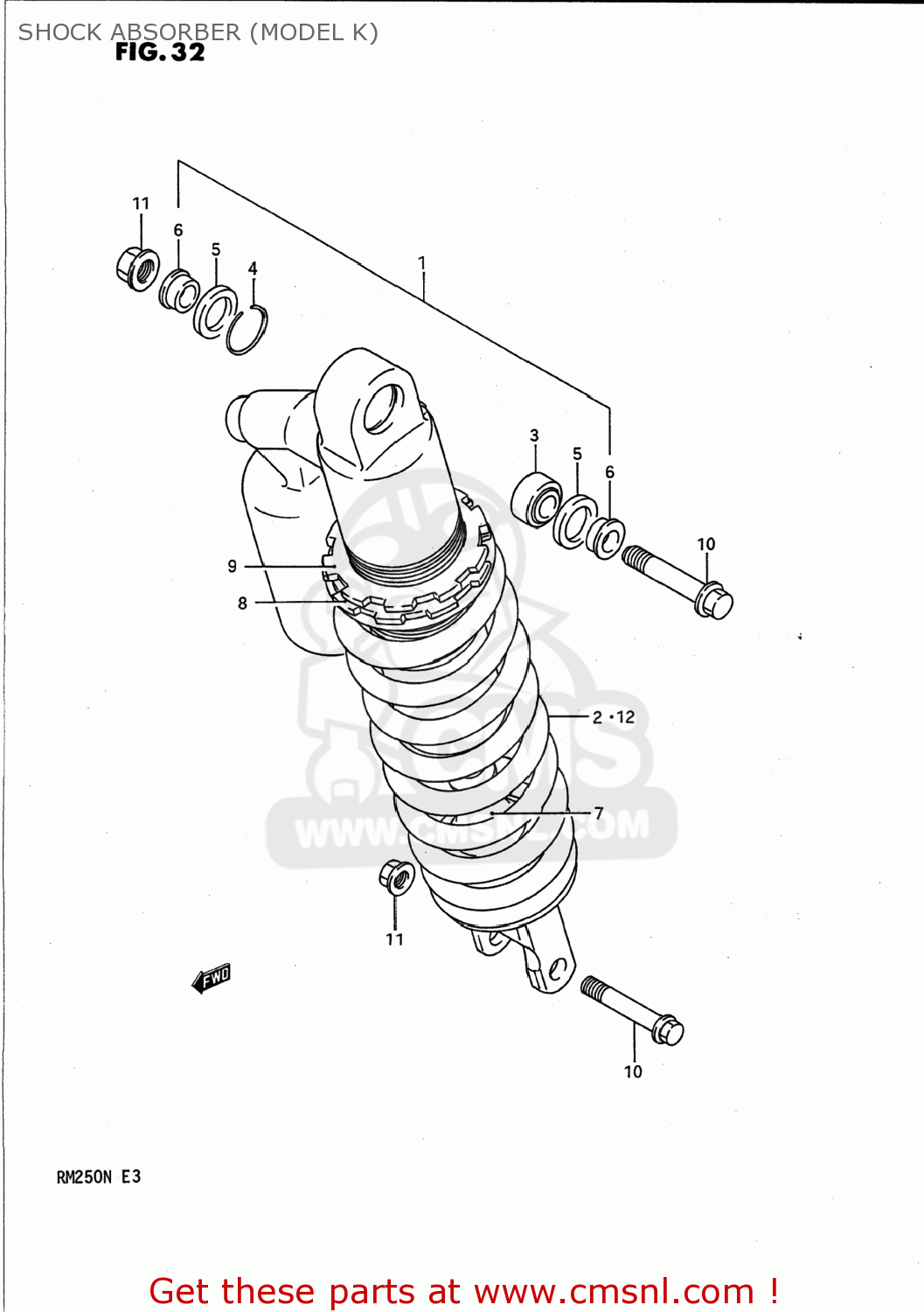 SHOCK ABSORBER (MODEL K) RM250 1992 (N) USA (E03)