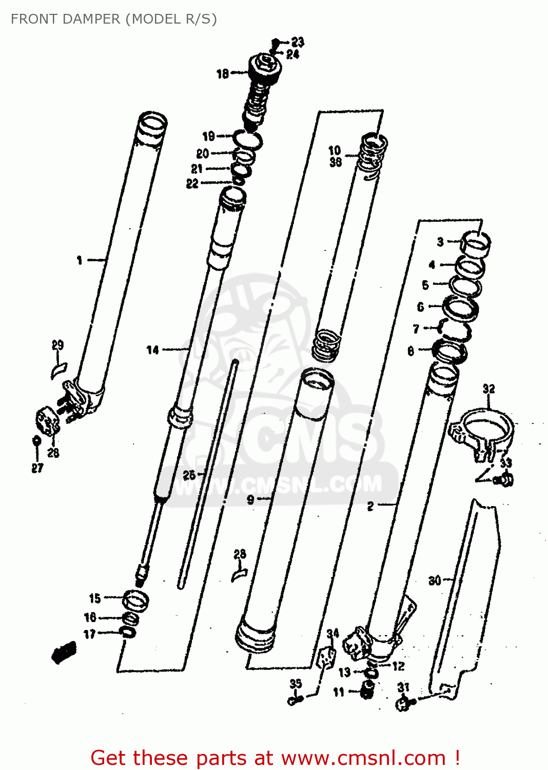 FRONT DAMPER (MODEL R/S) RM250 1993 (P) UNITED KINGDOM FRANCE AUSTRALIA (E02 E04 E24)