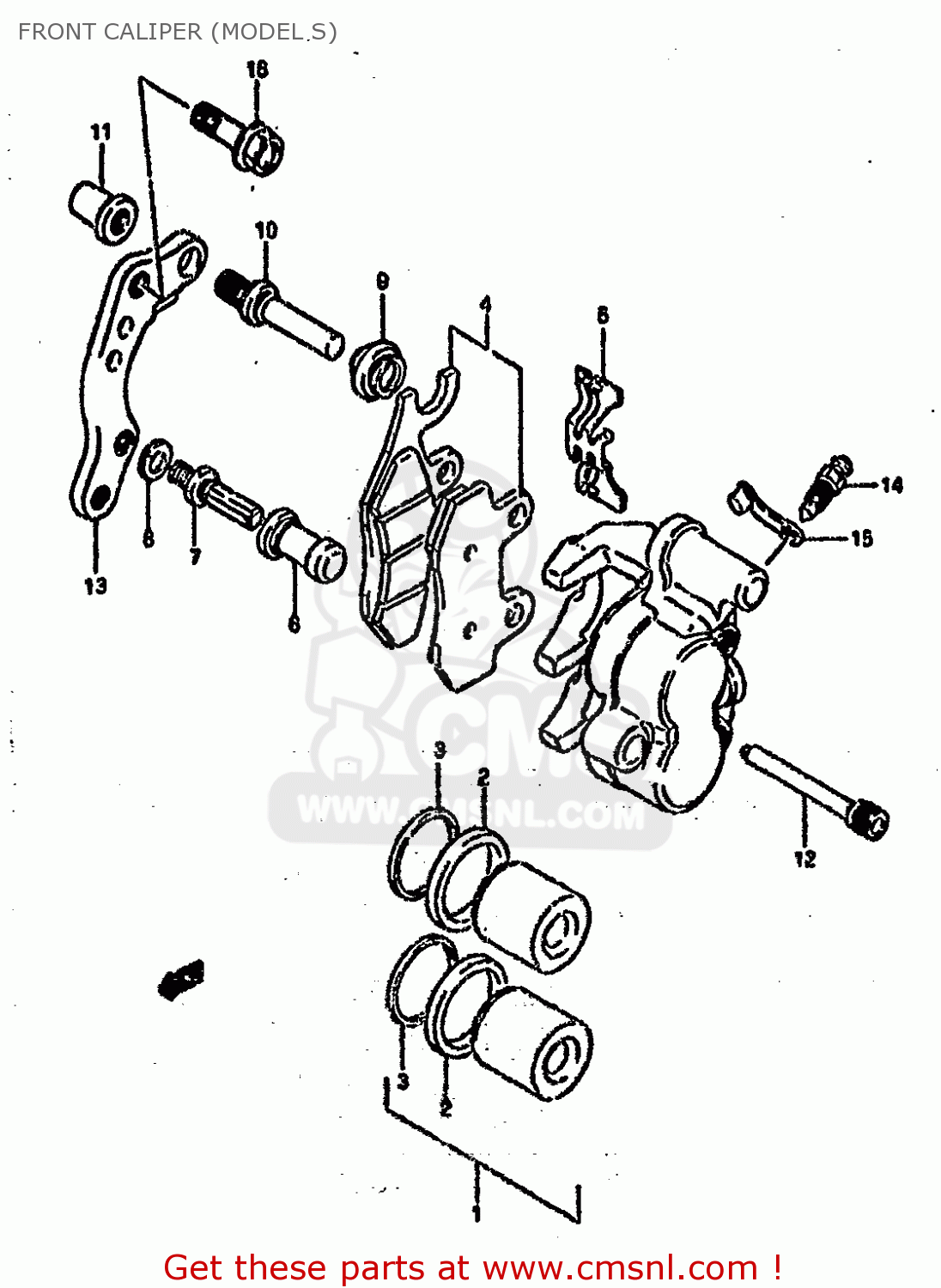 FRONT CALIPER (MODEL S) RM250 1993 (P) UNITED KINGDOM FRANCE AUSTRALIA (E02 E04 E24)