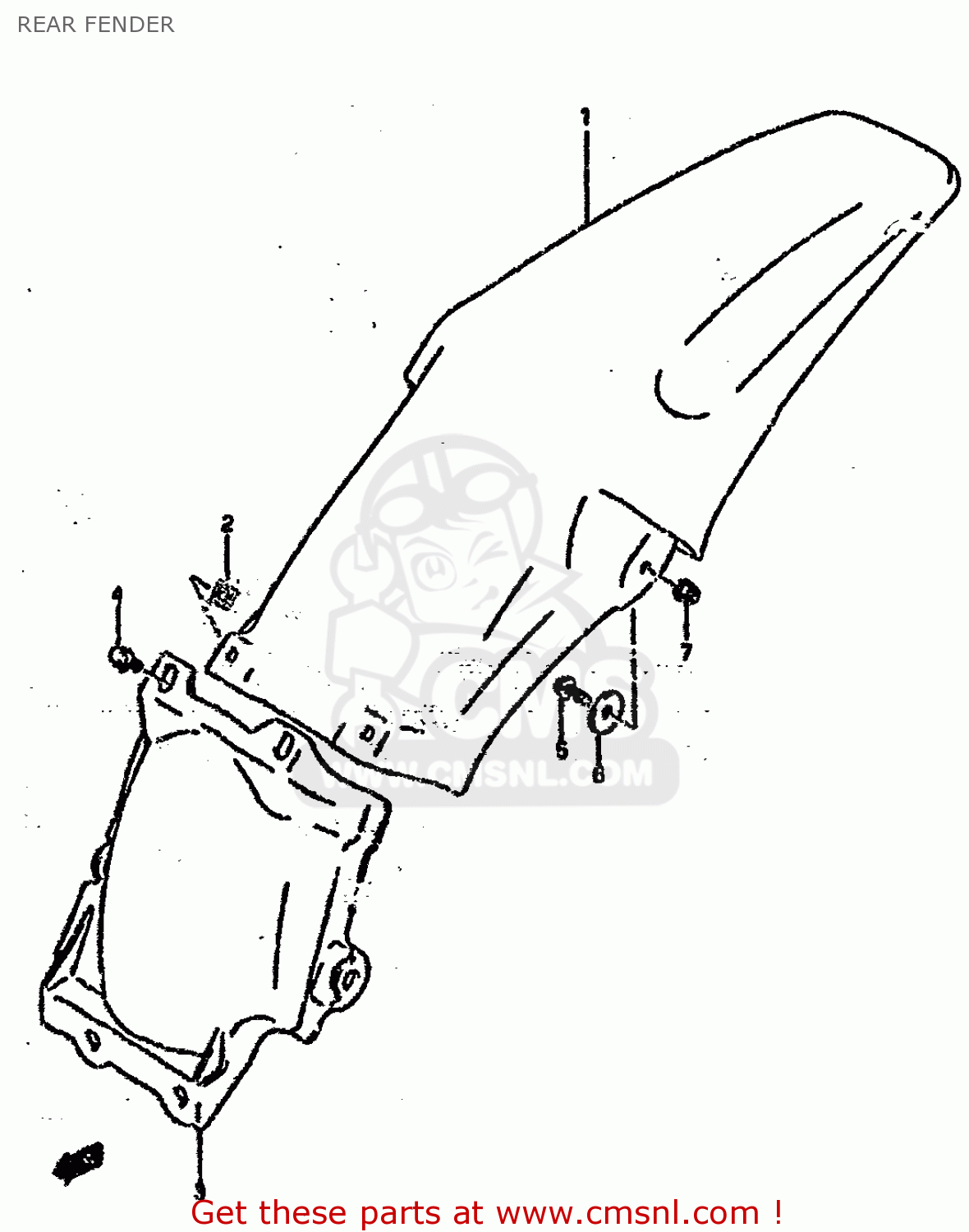 REAR FENDER RM250 1993 (P) UNITED KINGDOM FRANCE AUSTRALIA (E02 E04 E24)