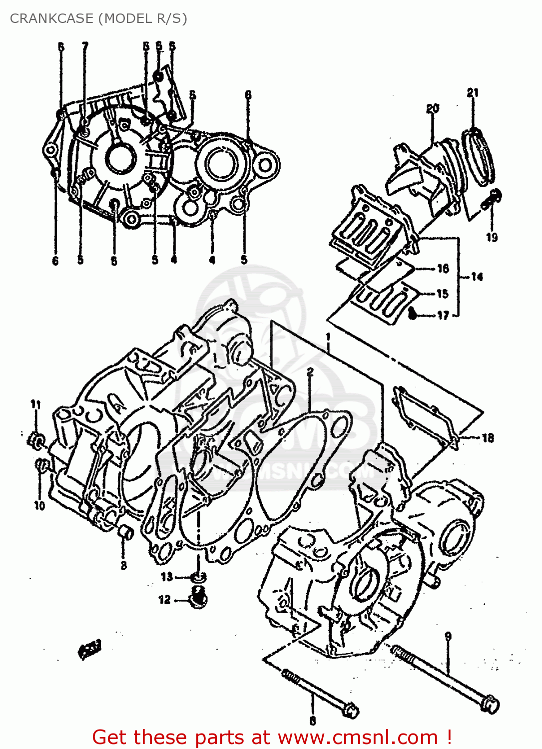 CRANKCASE (MODEL R/S) RM250 1993 (P) UNITED KINGDOM FRANCE AUSTRALIA (E02 E04 E24)