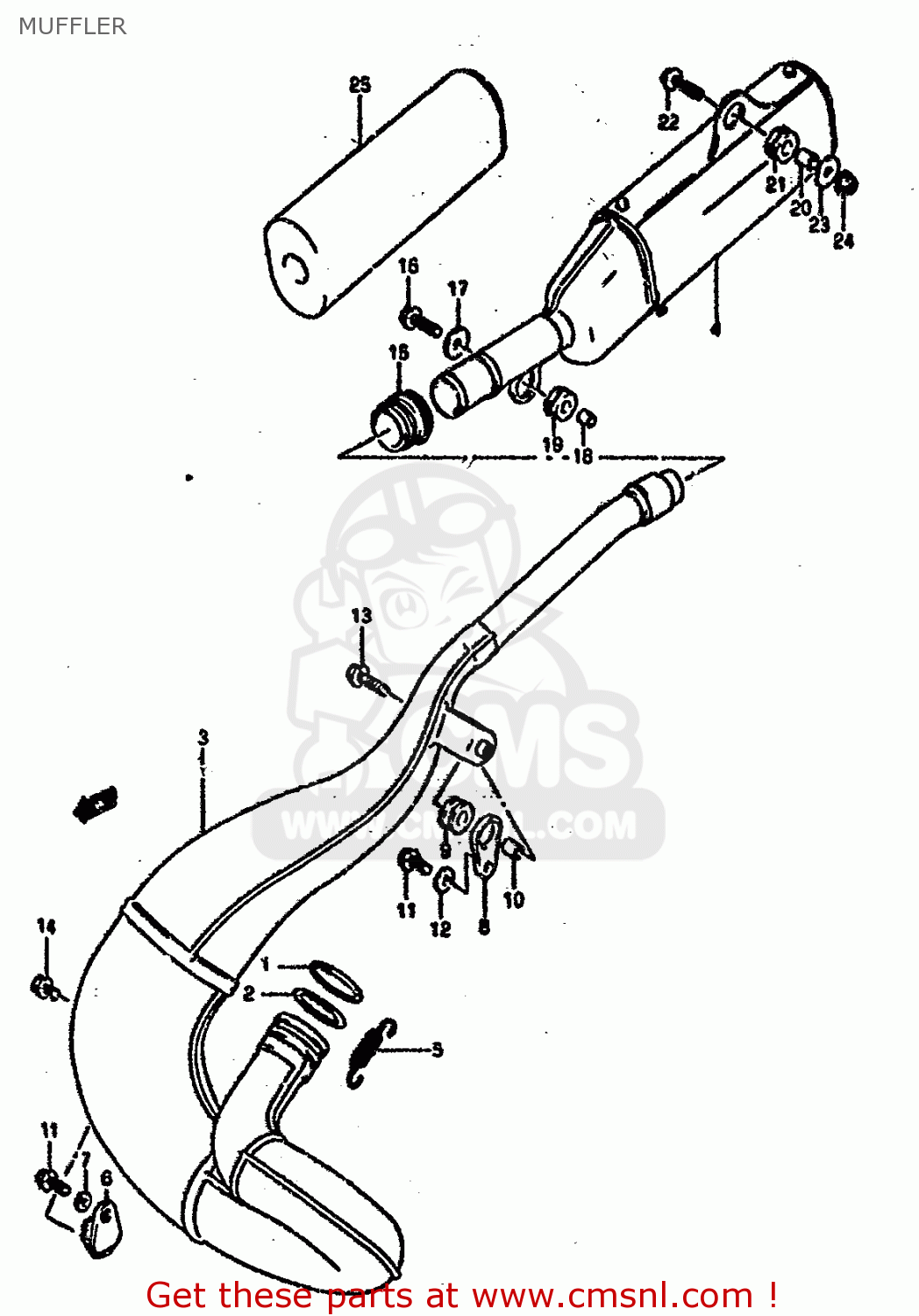 MUFFLER RM250 1993 (P) UNITED KINGDOM FRANCE AUSTRALIA (E02 E04 E24)