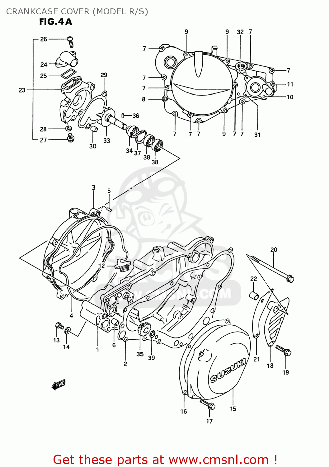 CRANKCASE COVER (MODEL R/S) RM250 1993 (P) USA (E03)