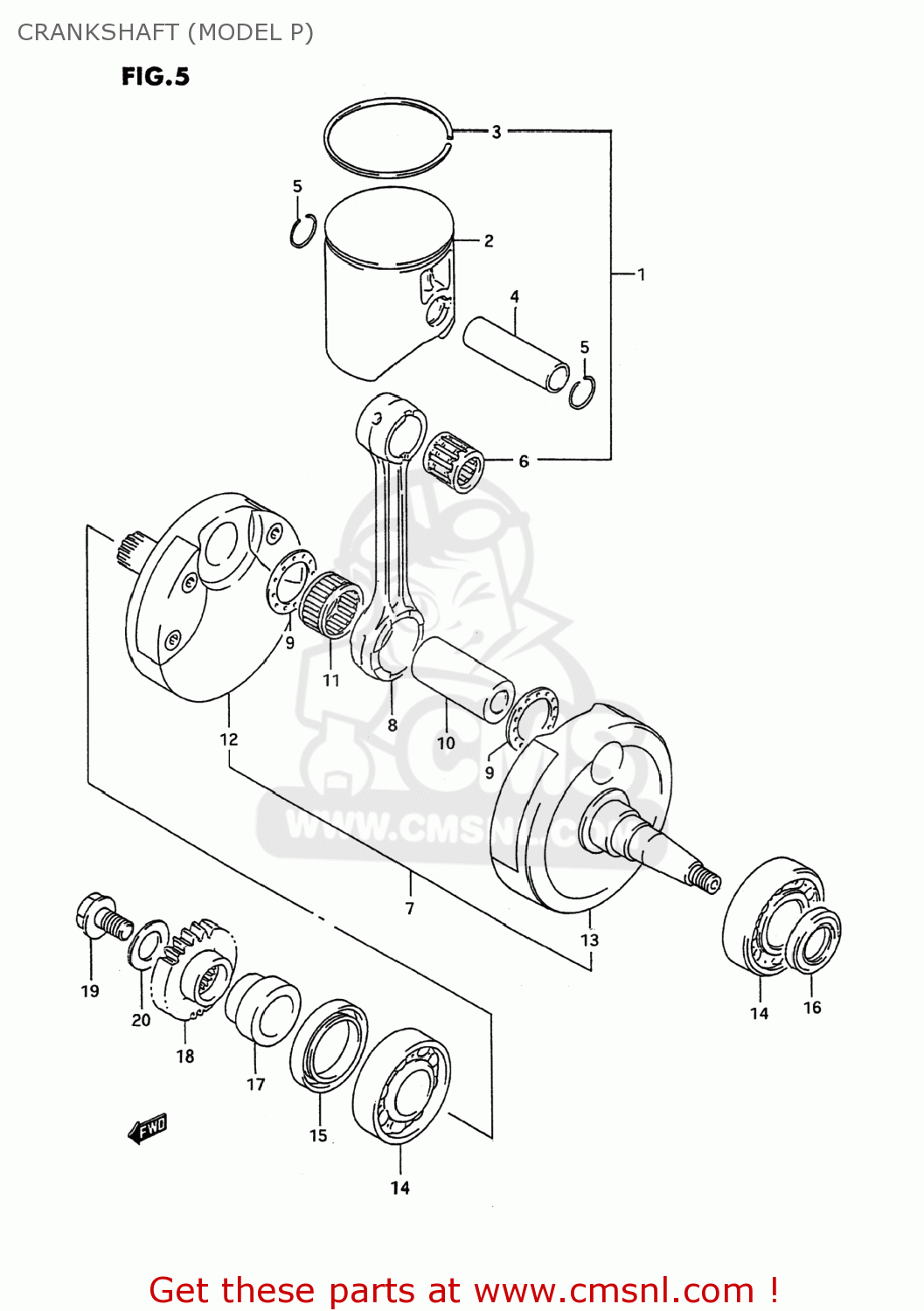 CRANKSHAFT (MODEL P) RM250 1993 (P) USA (E03)