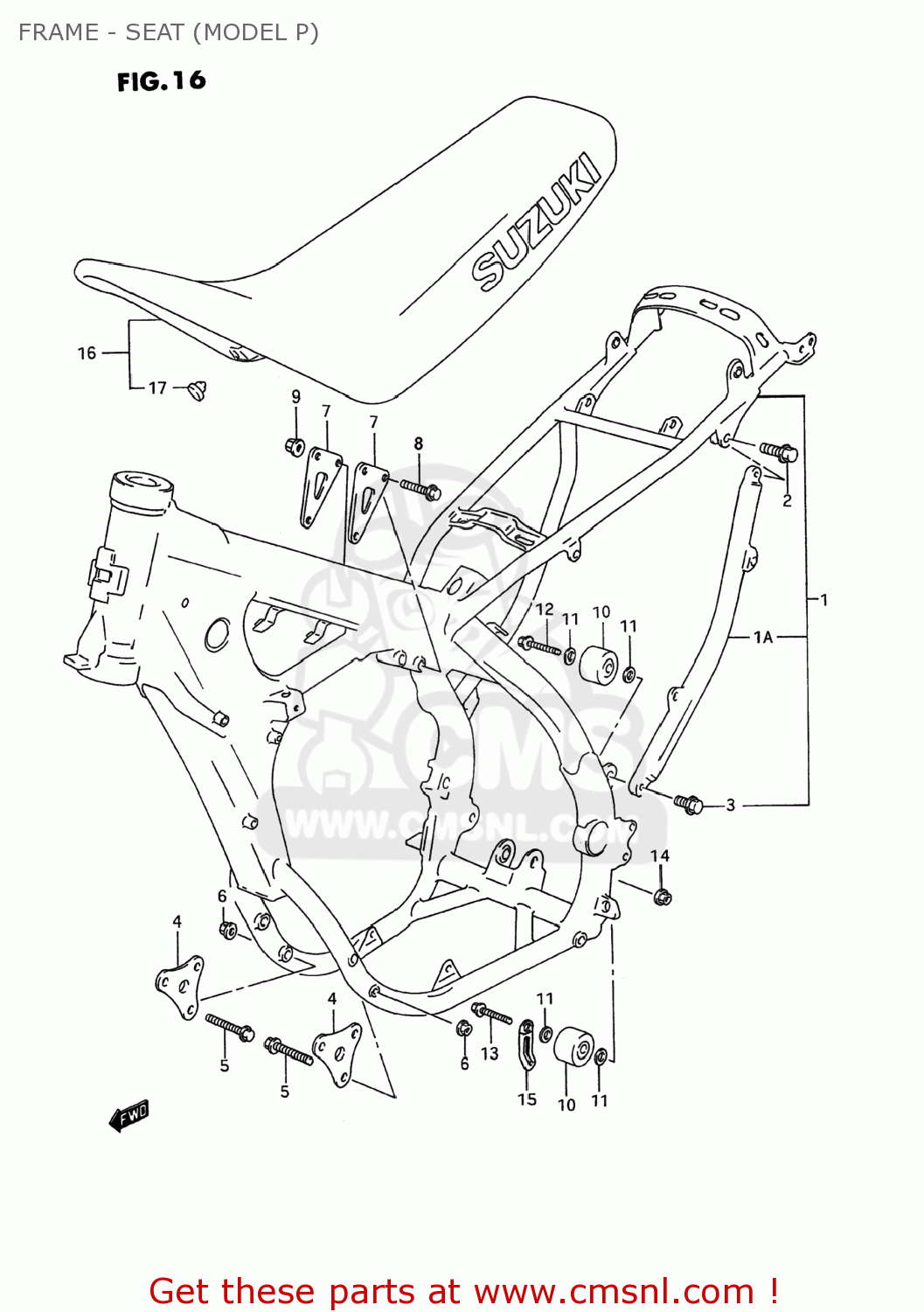 FRAME - SEAT (MODEL P) RM250 1993 (P) USA (E03)