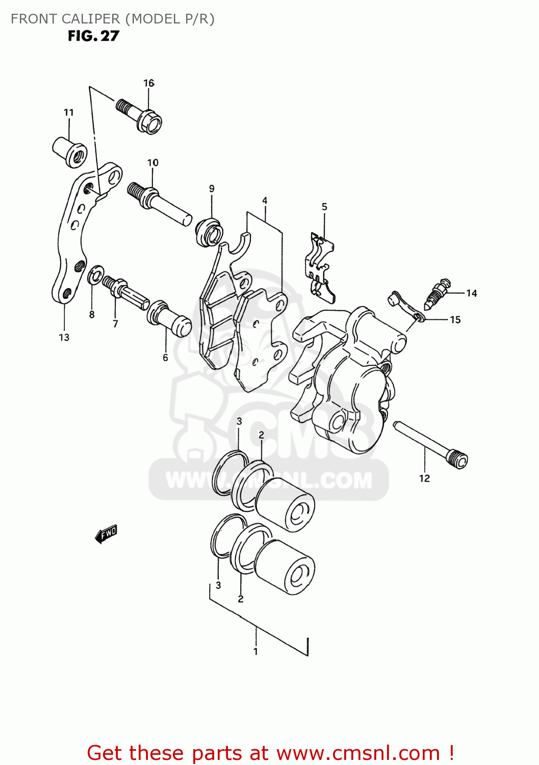 FRONT CALIPER (MODEL P/R) RM250 1993 (P) USA (E03)