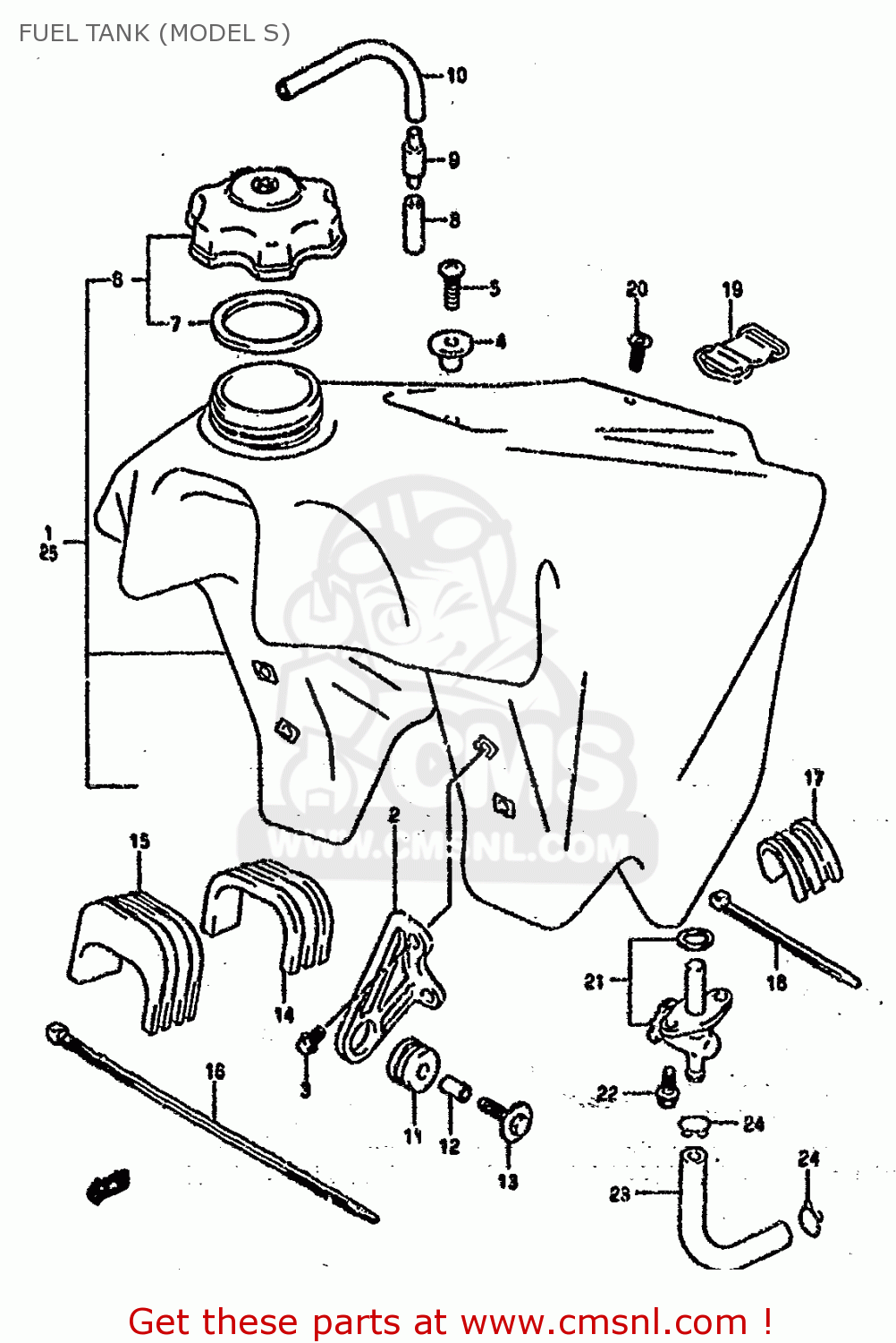 FUEL TANK (MODEL S) RM250 1994 (R) UNITED KINGDOM FRANCE AUSTRALIA (E02 E04 E24)