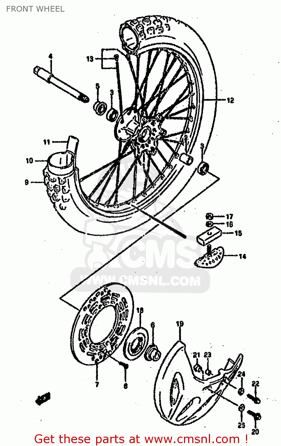 FRONT WHEEL RM250 1994 (R) UNITED KINGDOM FRANCE AUSTRALIA (E02 E04 E24)