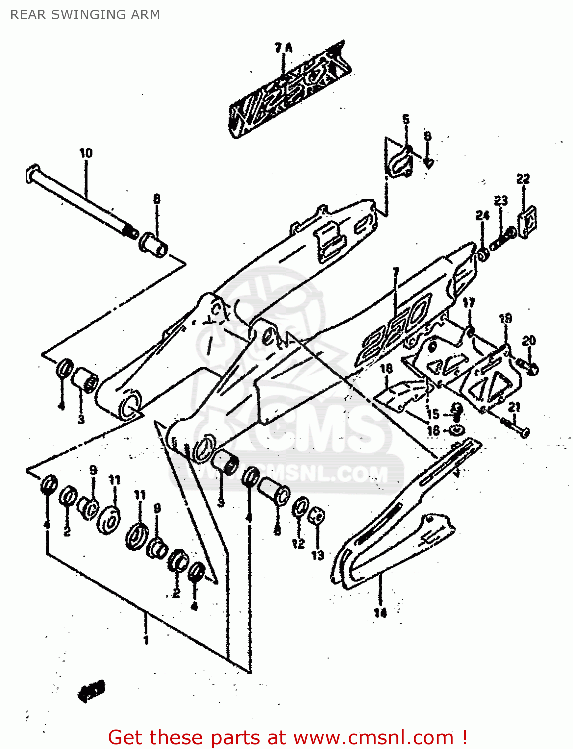 REAR SWINGING ARM RM250 1994 (R) UNITED KINGDOM FRANCE AUSTRALIA (E02 E04 E24)
