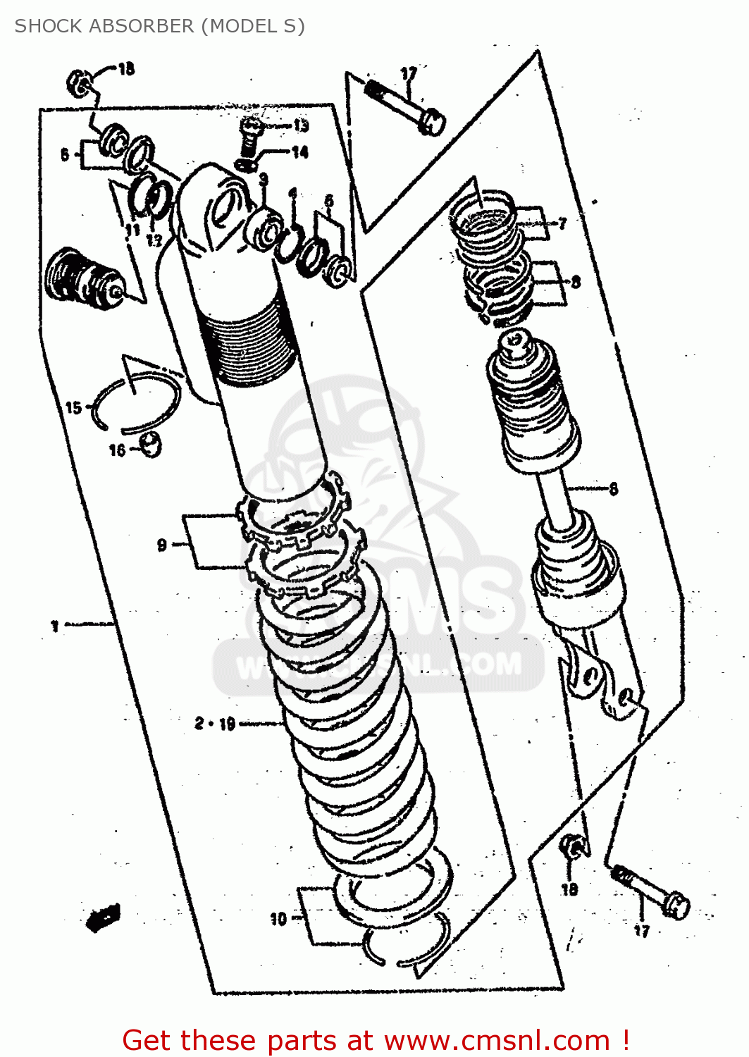 SHOCK ABSORBER (MODEL S) RM250 1994 (R) UNITED KINGDOM FRANCE AUSTRALIA (E02 E04 E24)