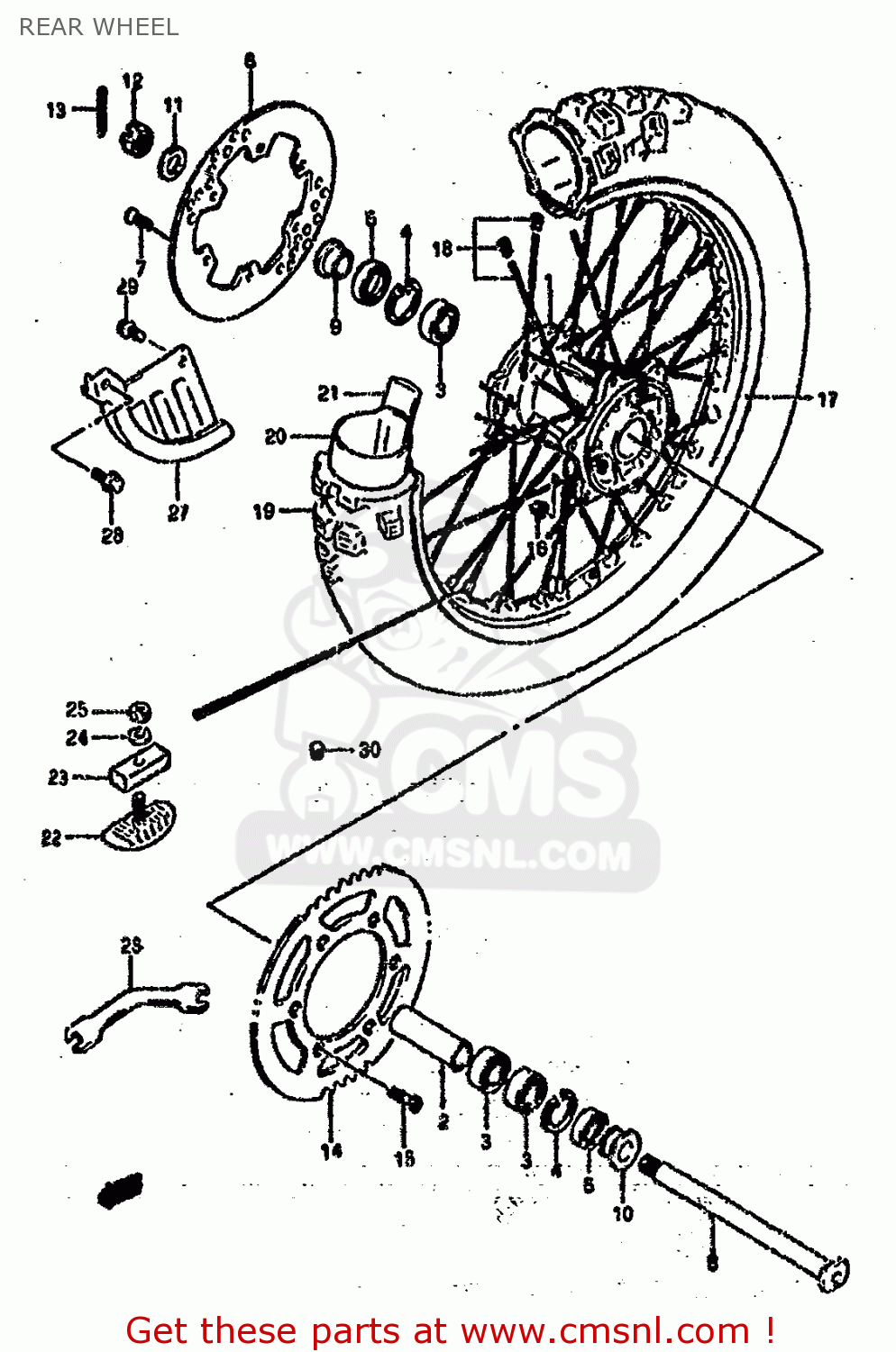 REAR WHEEL RM250 1994 (R) UNITED KINGDOM FRANCE AUSTRALIA (E02 E04 E24)