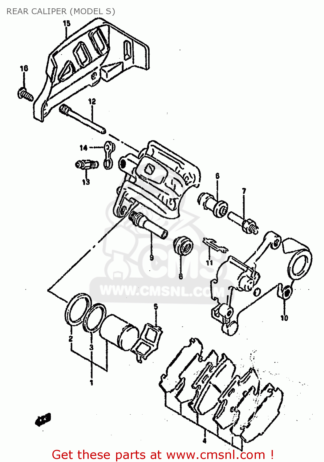 REAR CALIPER (MODEL S) RM250 1994 (R) UNITED KINGDOM FRANCE AUSTRALIA (E02 E04 E24)