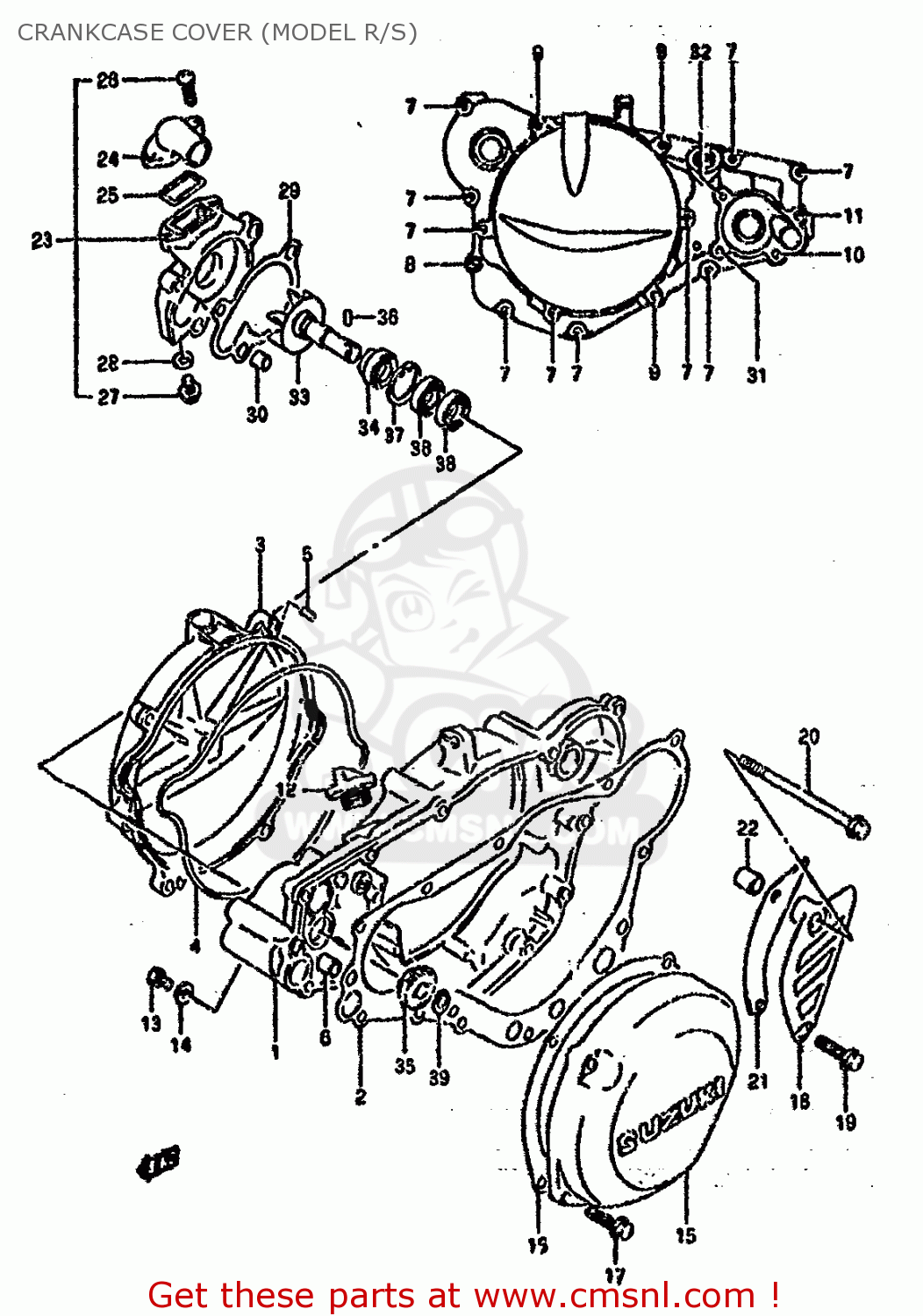 CRANKCASE COVER (MODEL R/S) RM250 1994 (R) UNITED KINGDOM FRANCE AUSTRALIA (E02 E04 E24)