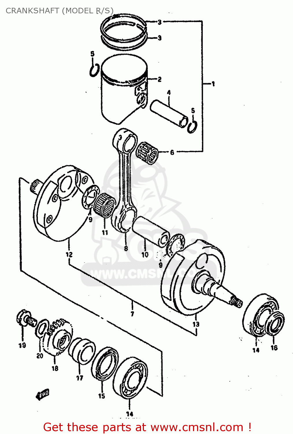 CRANKSHAFT (MODEL R/S) RM250 1994 (R) UNITED KINGDOM FRANCE AUSTRALIA (E02 E04 E24)