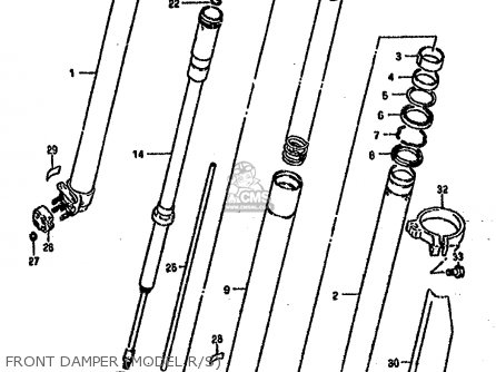 FRONT DAMPER (MODEL R/S) - RM250 1994 (R) UNITED KINGDOM FRANCE AUSTRALIA (E02 E04 E24)