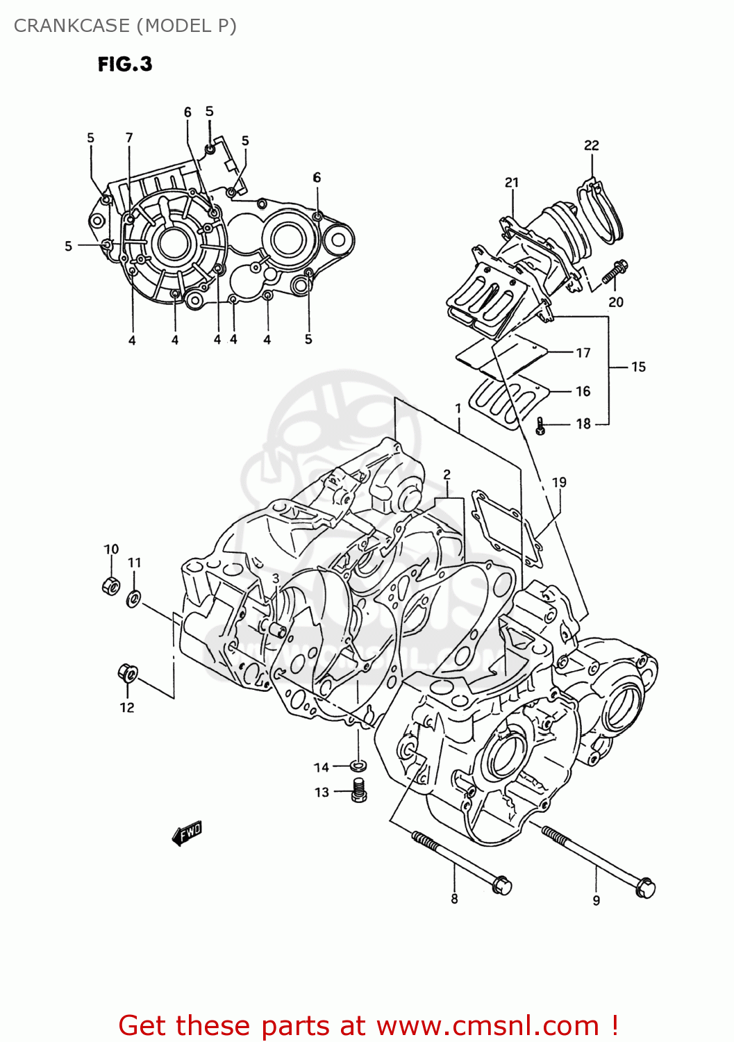 CRANKCASE (MODEL P) RM250 1994 (R) USA (E03)