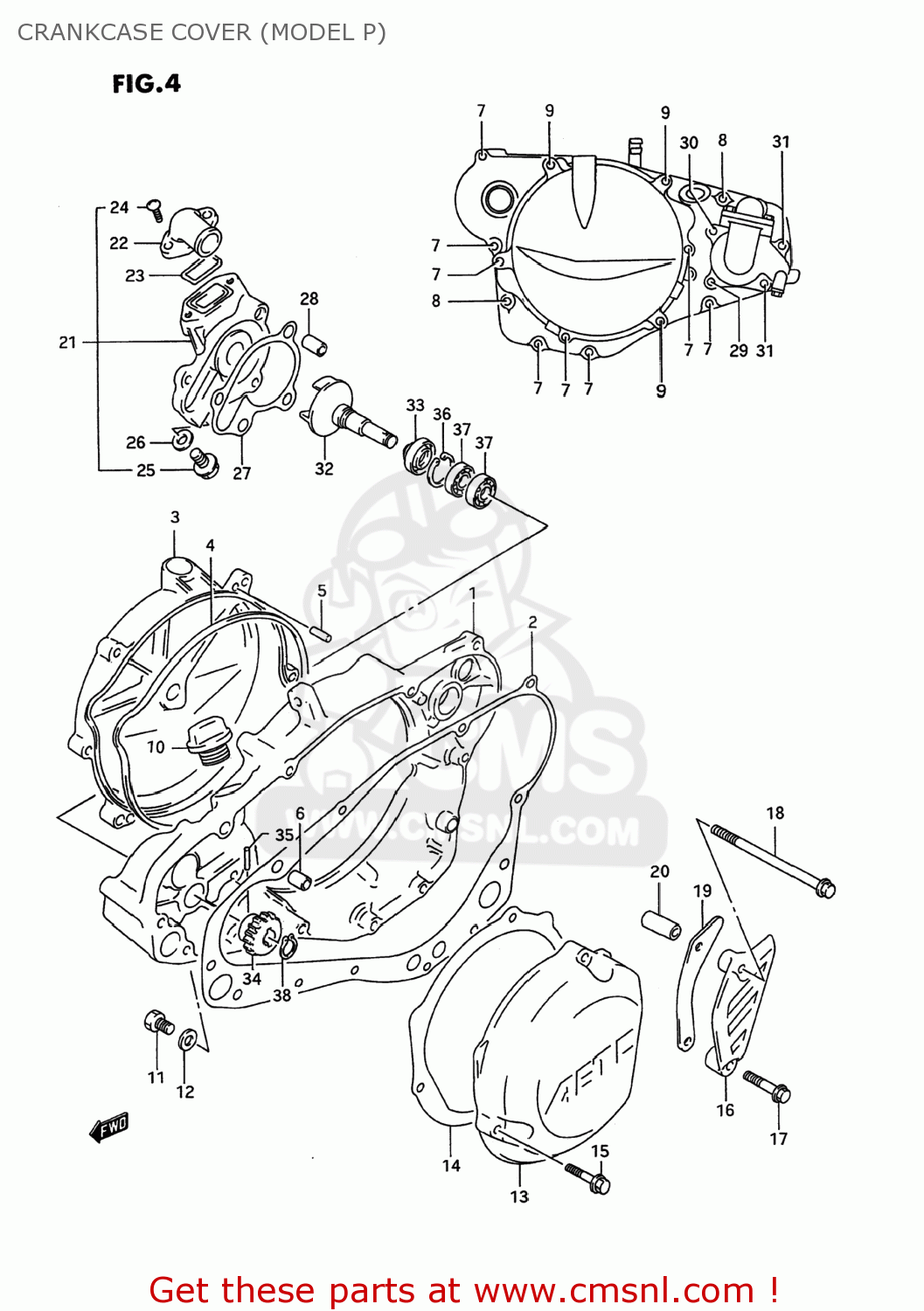 CRANKCASE COVER (MODEL P) RM250 1994 (R) USA (E03)