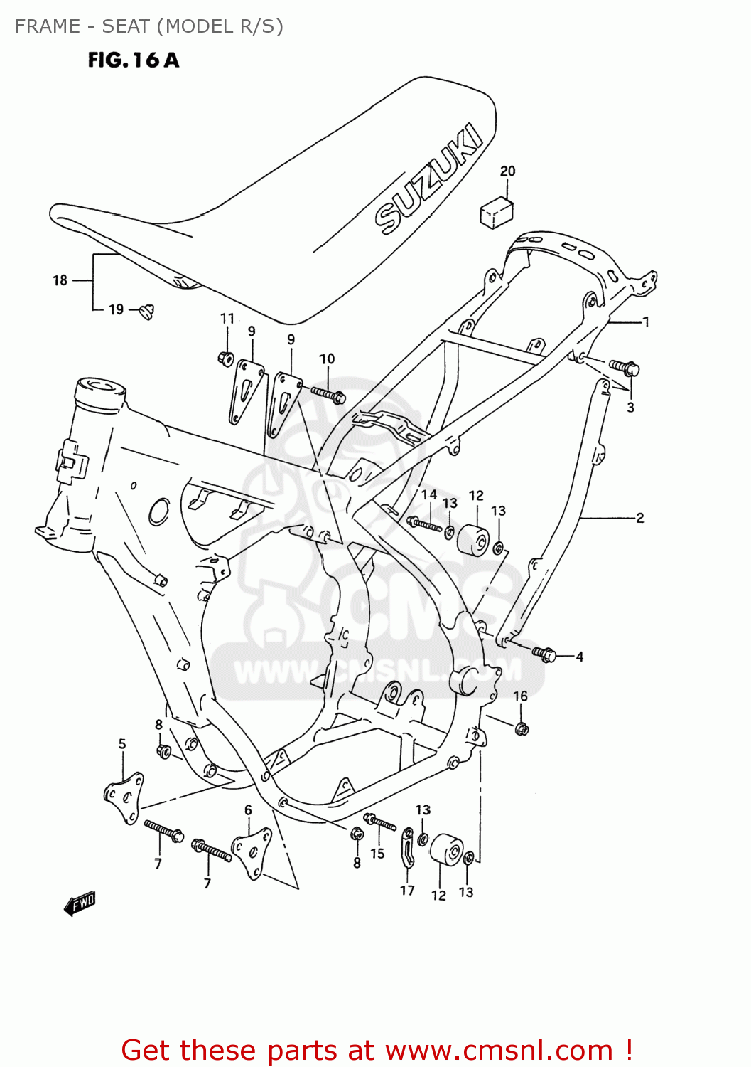 FRAME - SEAT (MODEL R/S) RM250 1994 (R) USA (E03)