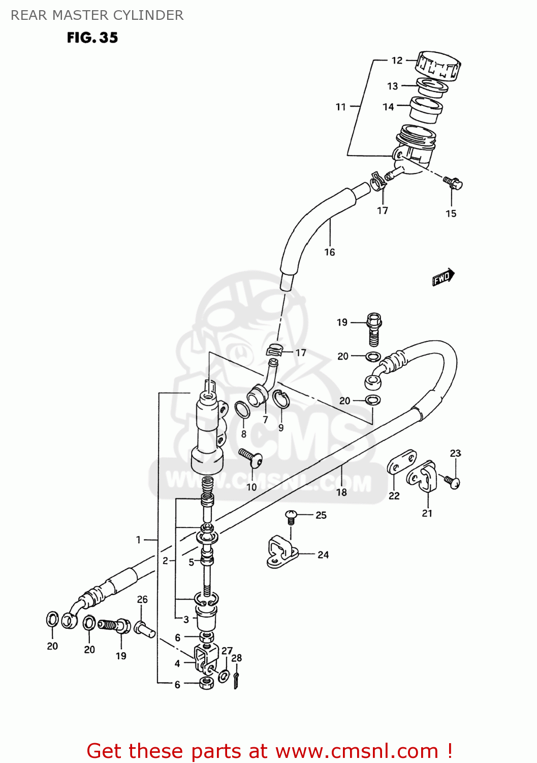 REAR MASTER CYLINDER RM250 1994 (R) USA (E03)