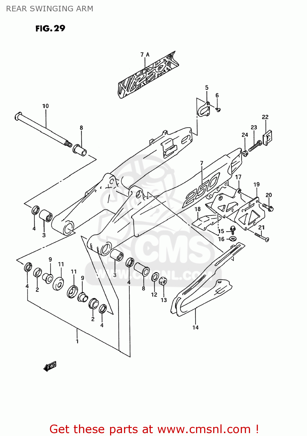 REAR SWINGING ARM RM250 1994 (R) USA (E03)