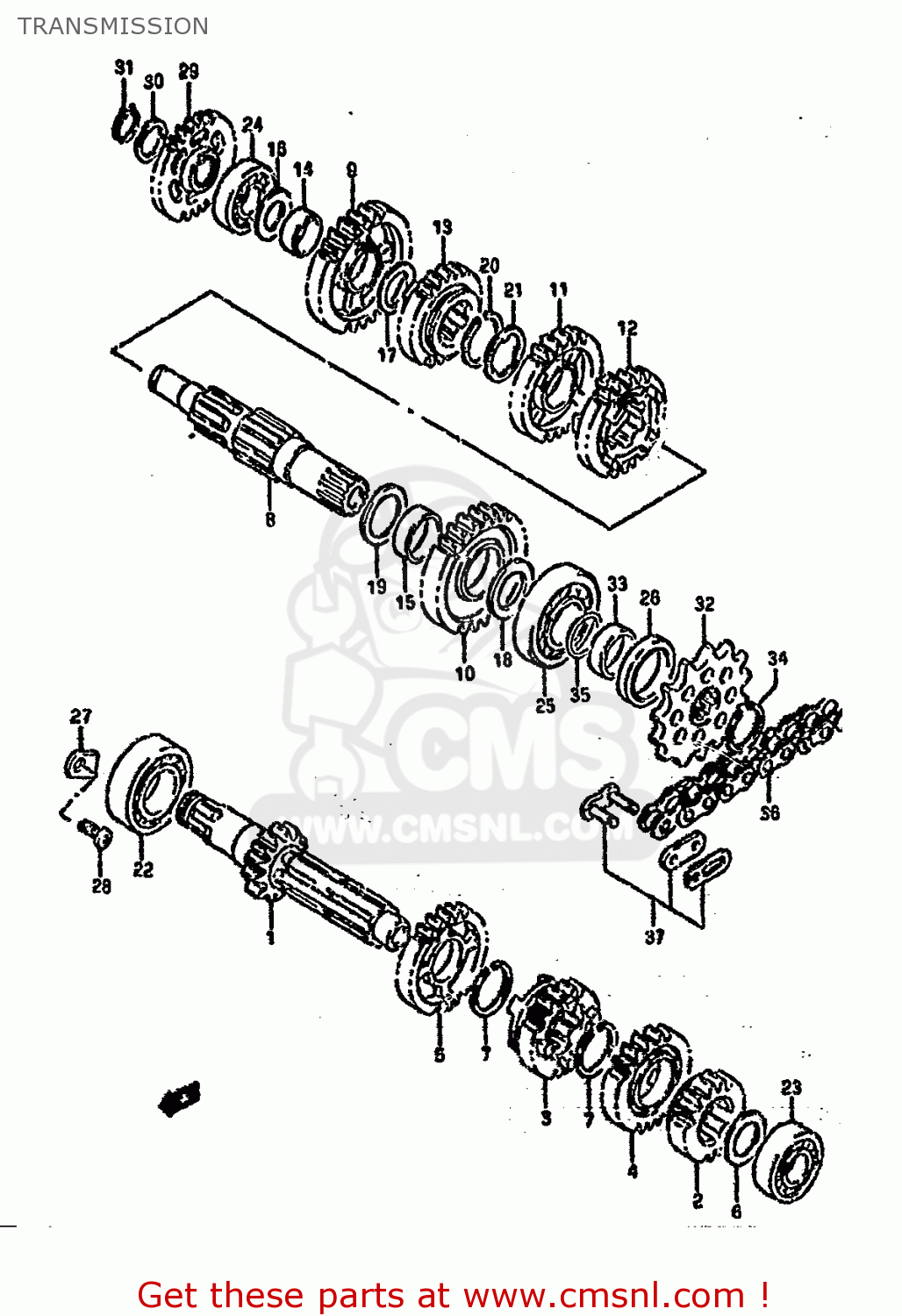 TRANSMISSION RM250 1995 (S) (E02 E04 E24 P37)