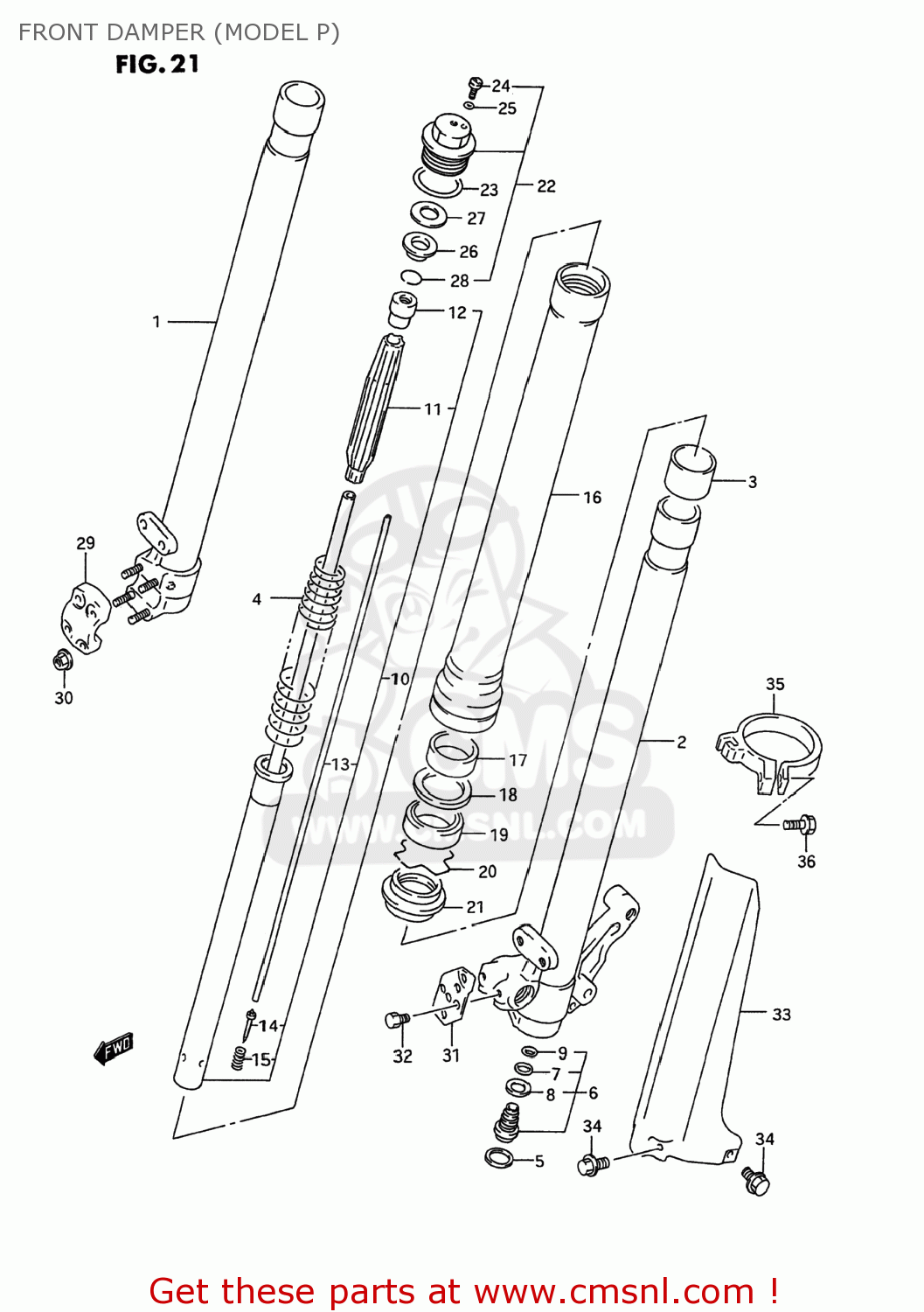 FRONT DAMPER (MODEL P) RM250 1995 (S) USA (E03)