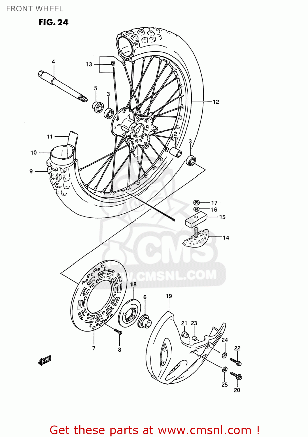 FRONT WHEEL RM250 1995 (S) USA (E03)
