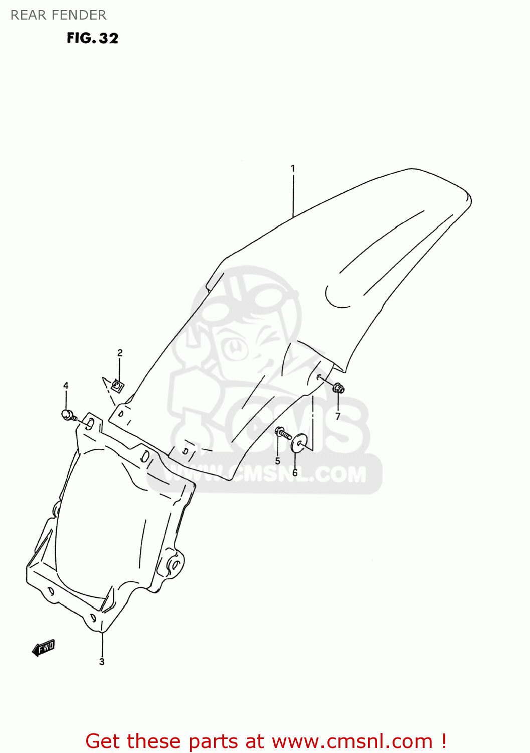 REAR FENDER RM250 1995 (S) USA (E03)
