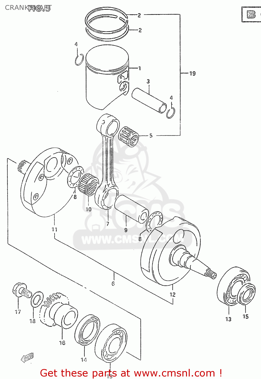 Suzuki RM250 1996 (T) (E02 E04 E24) CRANKSHAFT - buy original