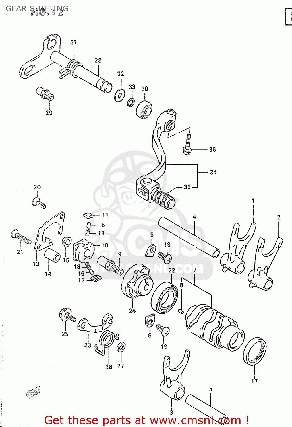 GEAR SHIFTING RM250 1996 (T) (E02 E04 E24)