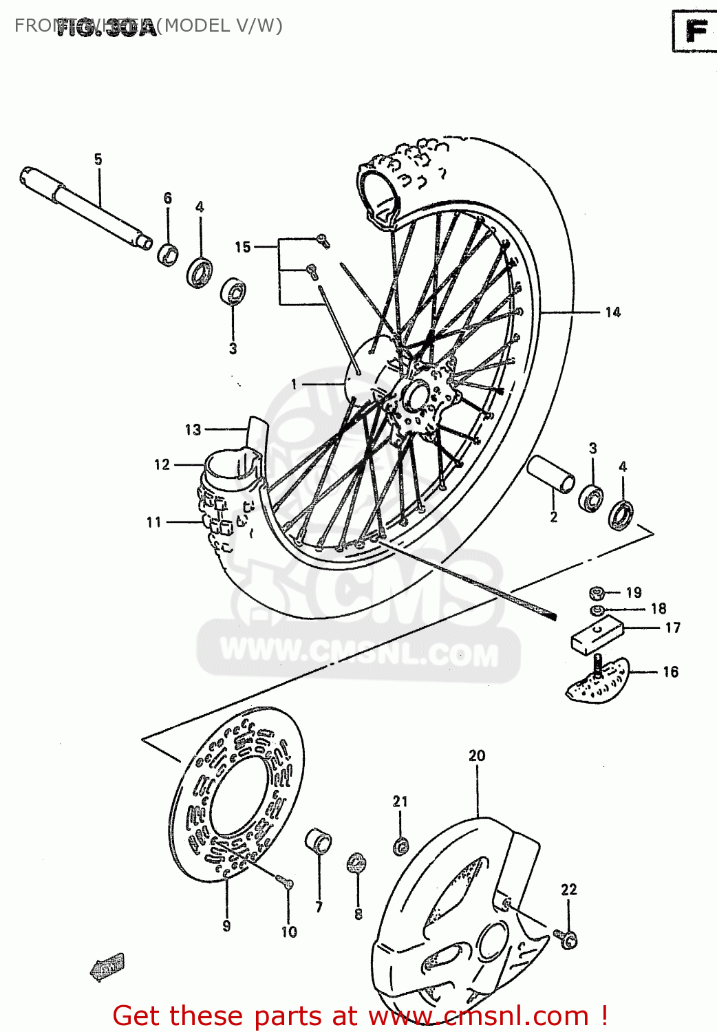FRONT WHEEL (MODEL V/W) RM250 1996 (T) (E02 E04 E24)