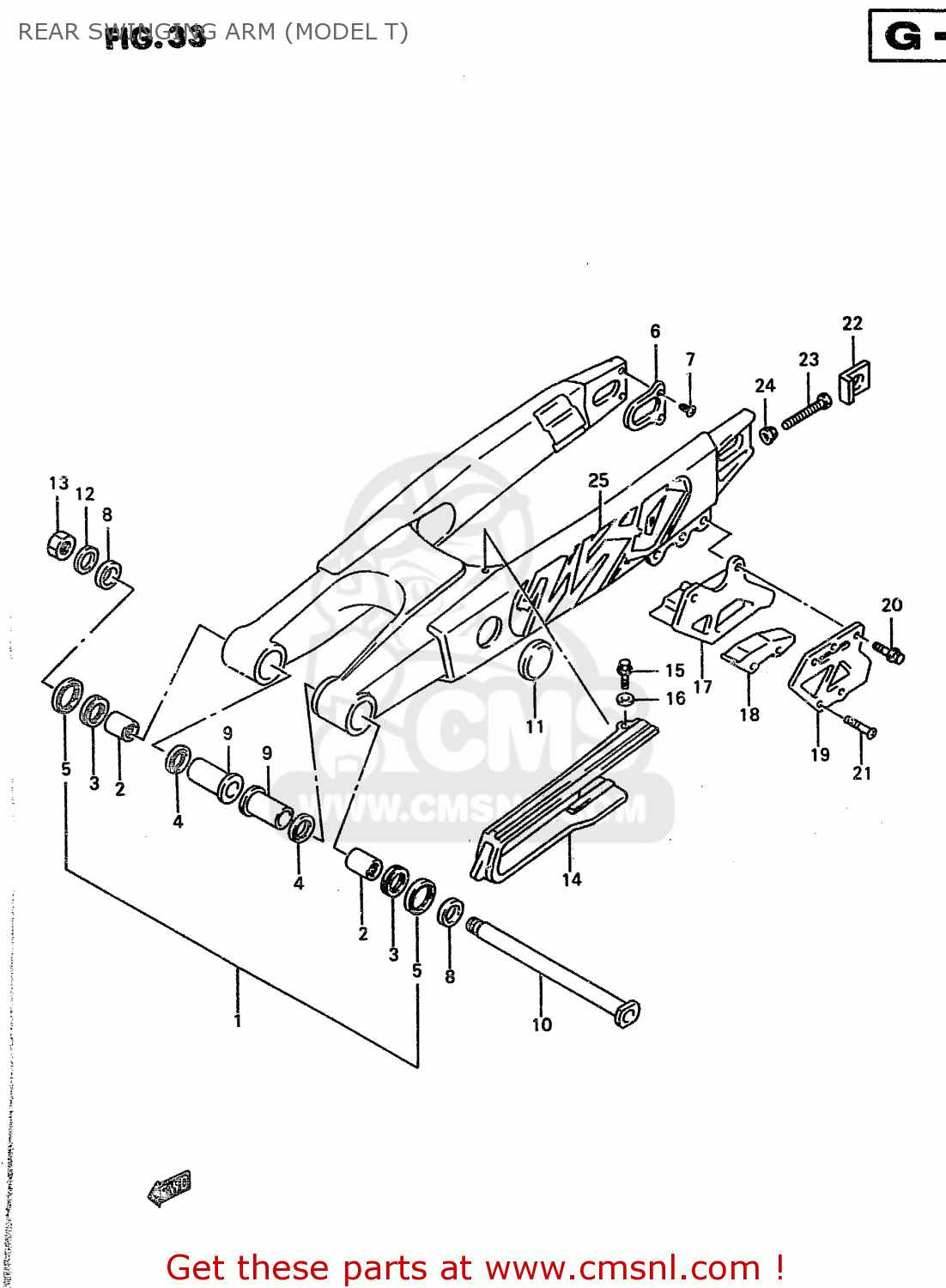 REAR SWINGING ARM (MODEL T) RM250 1996 (T) (E02 E04 E24)