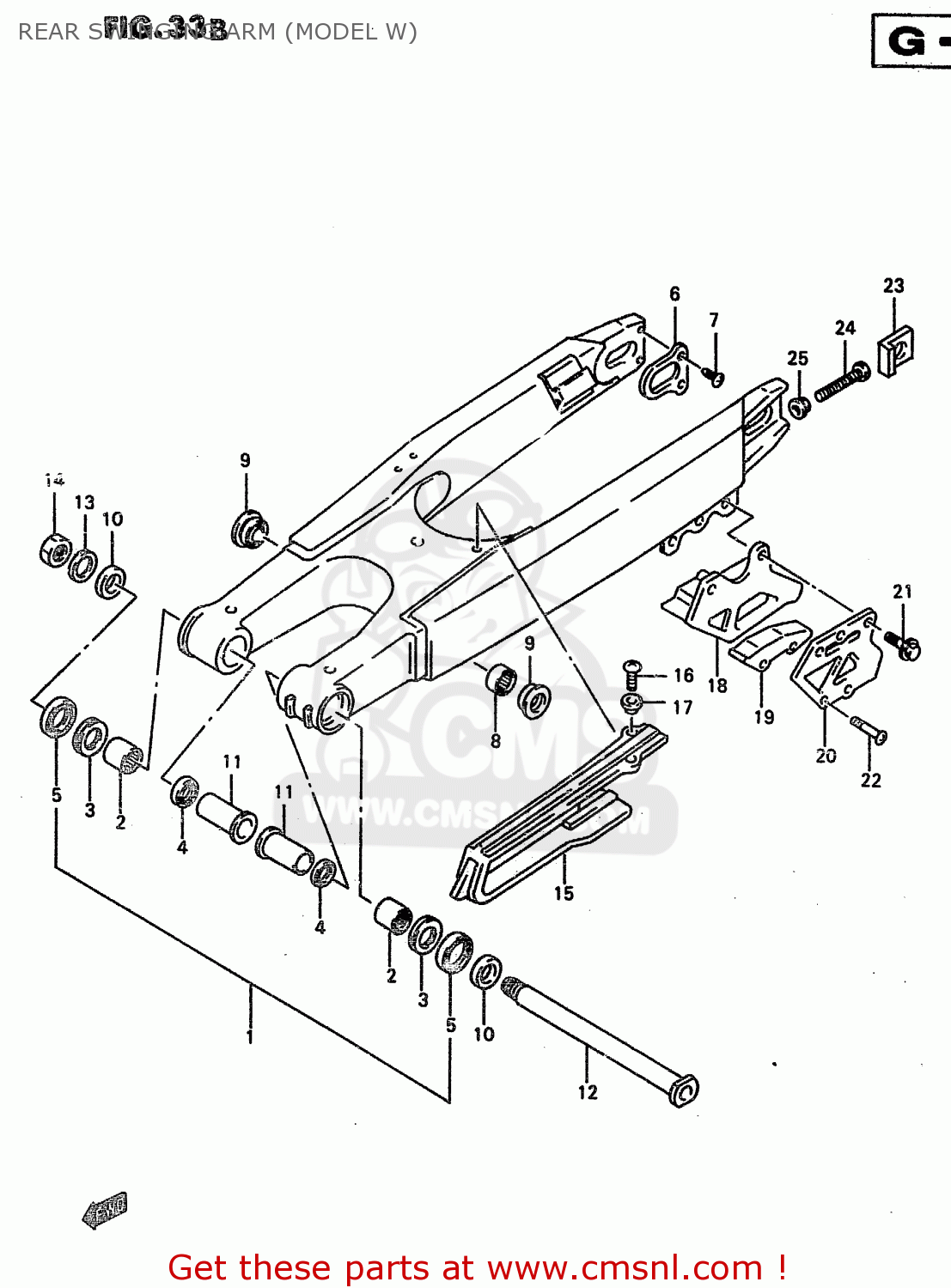 REAR SWINGING ARM (MODEL W) RM250 1996 (T) (E02 E04 E24)
