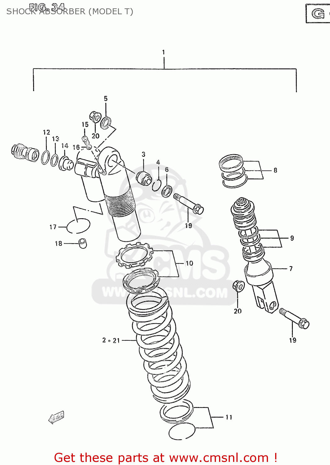 SHOCK ABSORBER (MODEL T) RM250 1996 (T) (E02 E04 E24)