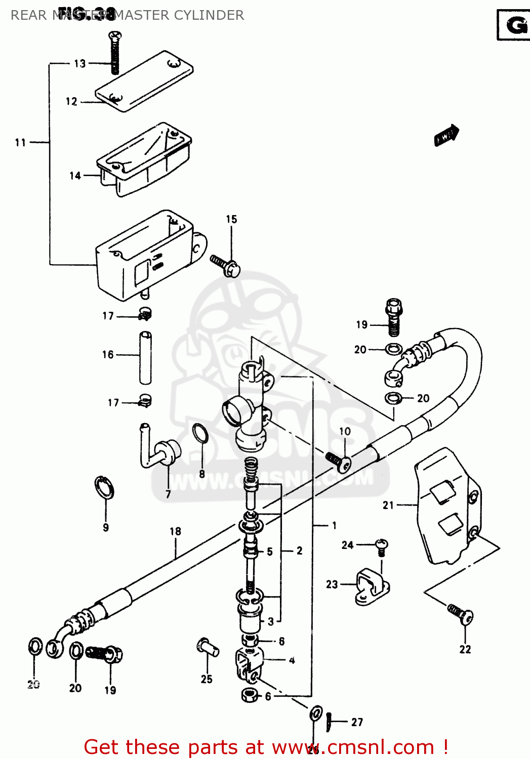 REAR MASTER MASTER CYLINDER RM250 1996 (T) (E02 E04 E24)