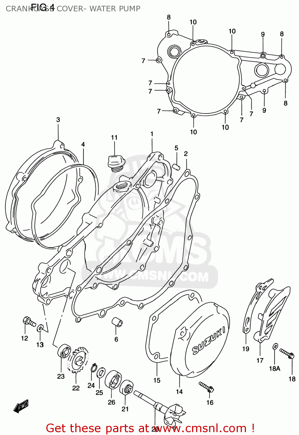 CRANKCASE COVER- WATER PUMP RM250 1996 (T) USA (E03)