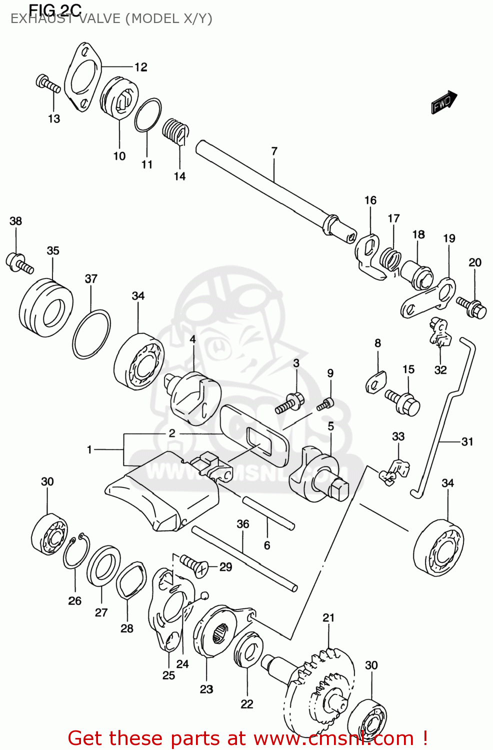 EXHAUST VALVE (MODEL X/Y) RM250 1996 (T) USA (E03)