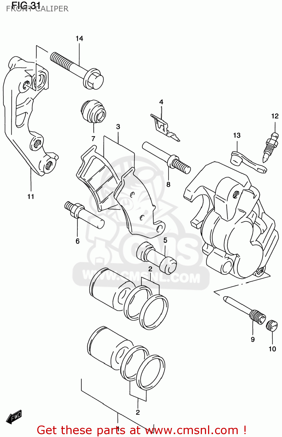 FRONT CALIPER RM250 1996 (T) USA (E03)