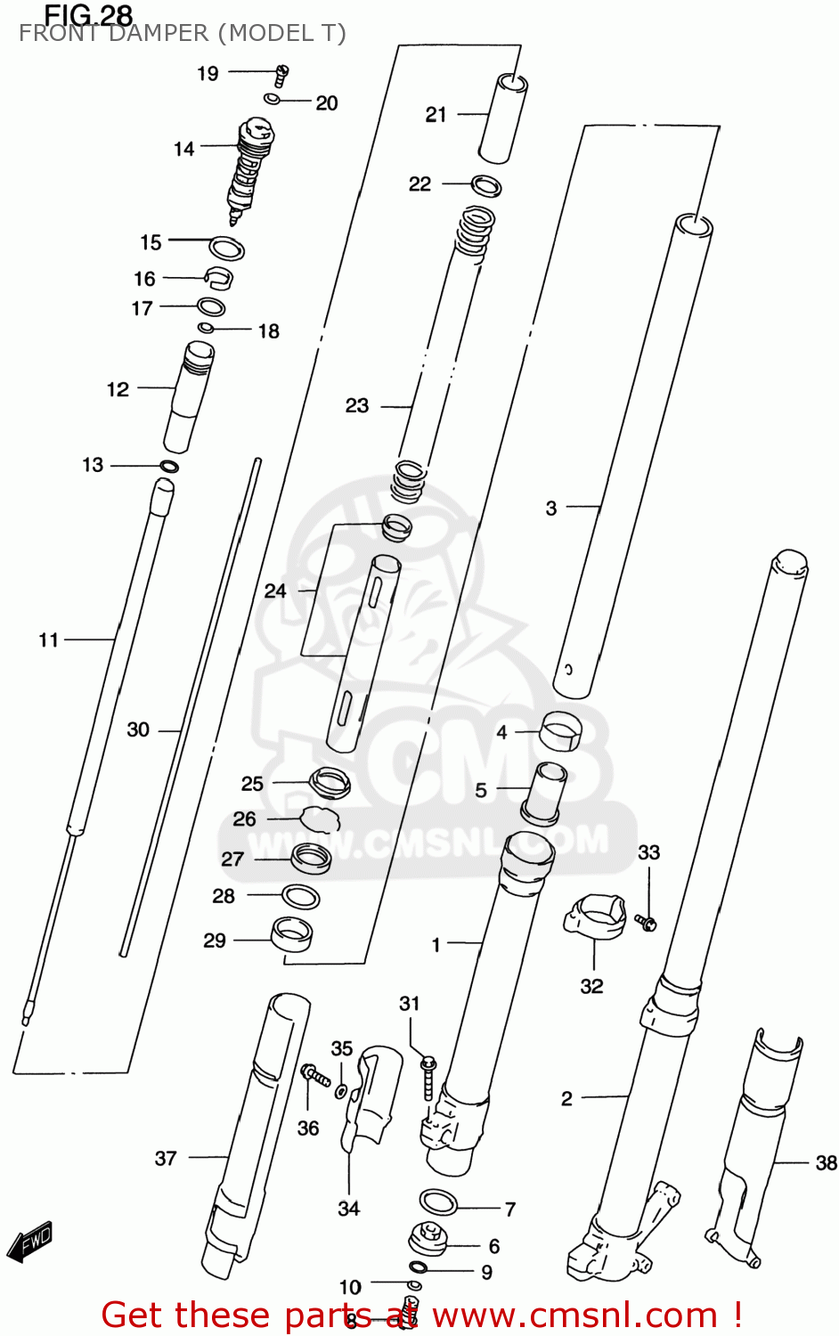 FRONT DAMPER (MODEL T) RM250 1996 (T) USA (E03)